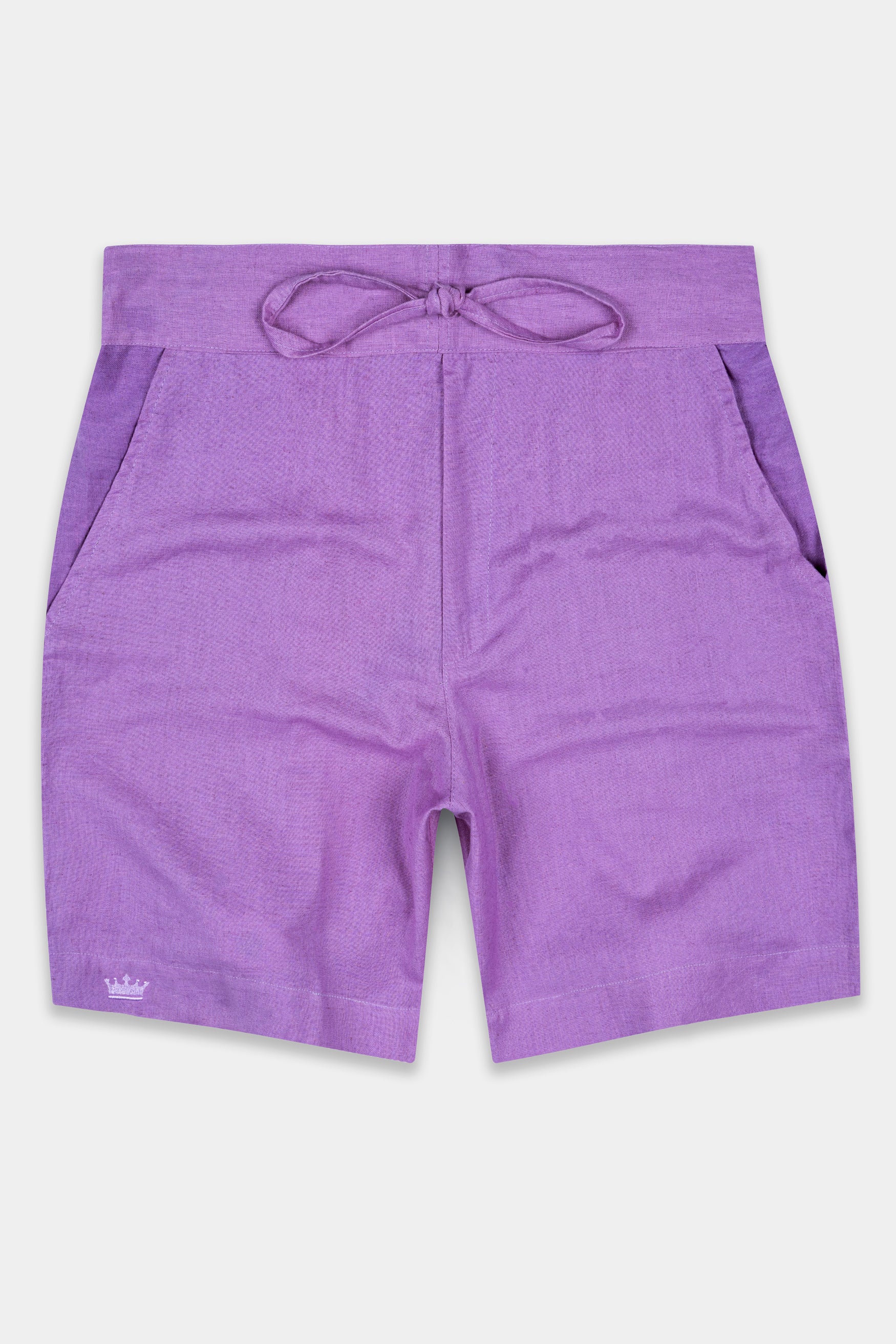 East Side Purple Textured Luxurious Linen Shorts