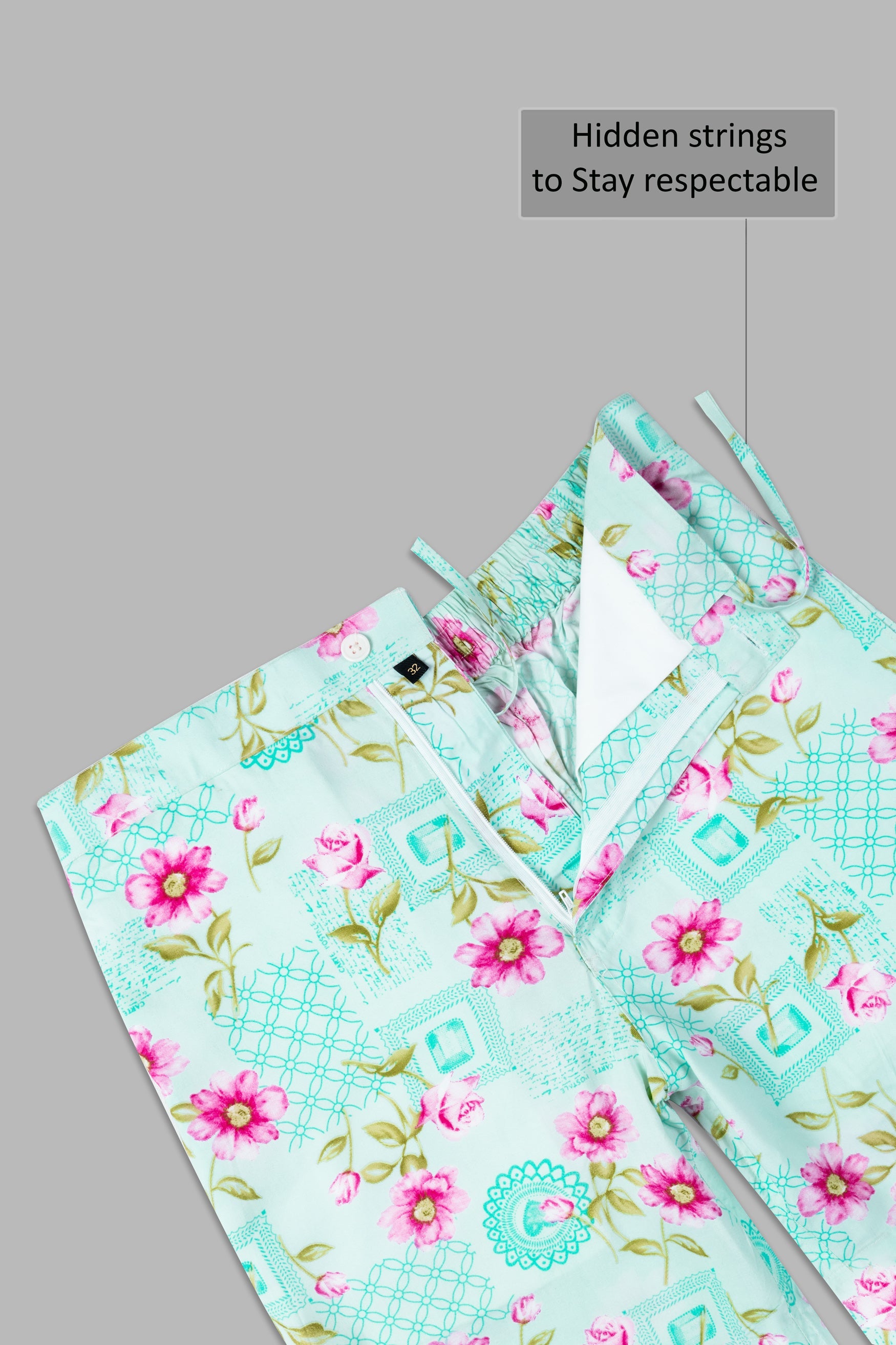Jagged Ice Blue and Hopbush Pink Multicolour Floral Printed Subtle Sheen Super Soft Premium Cotton Short