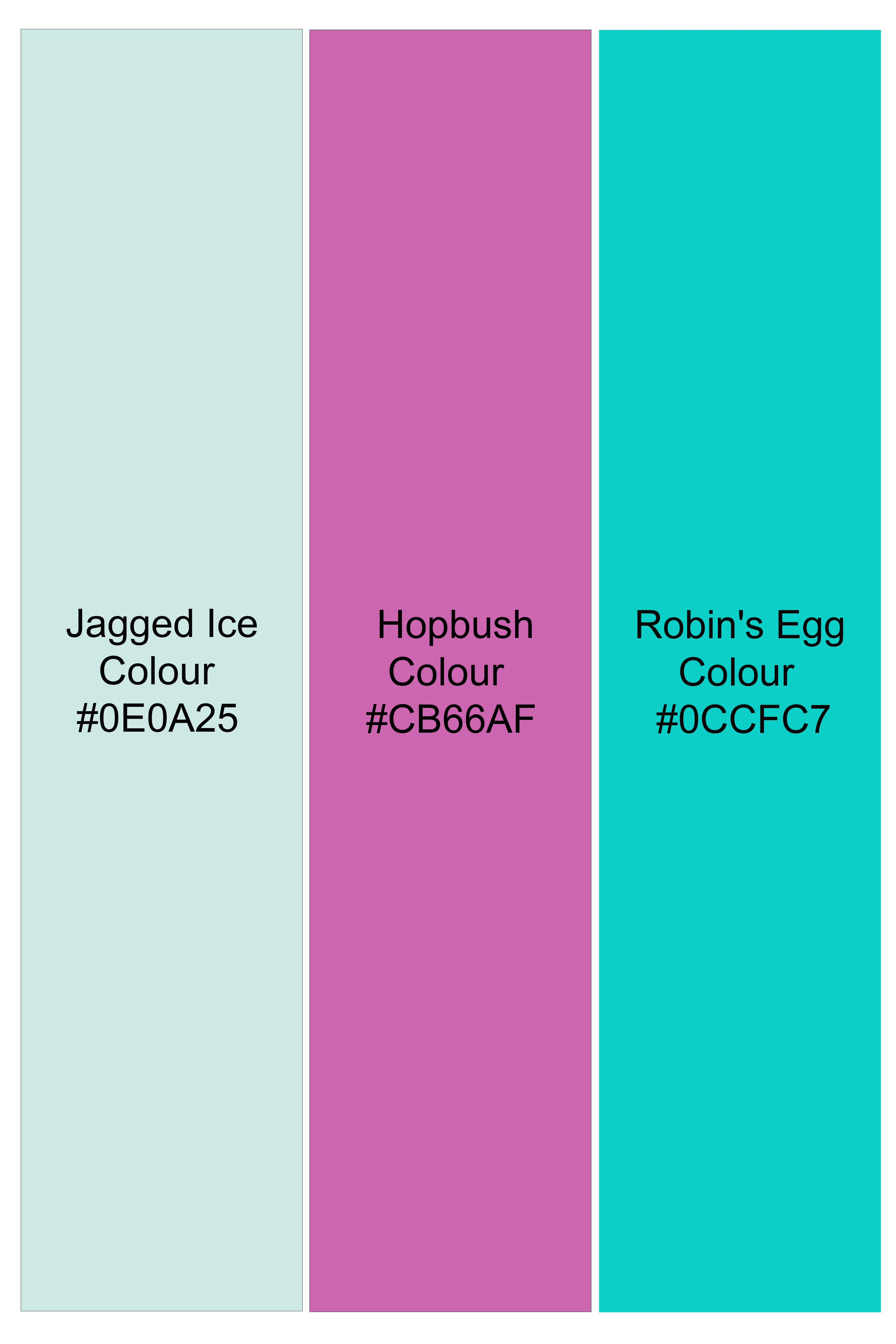 Jagged Ice Blue and Hopbush Pink Multicolour Floral Printed Subtle Sheen Super Soft Premium Cotton Short