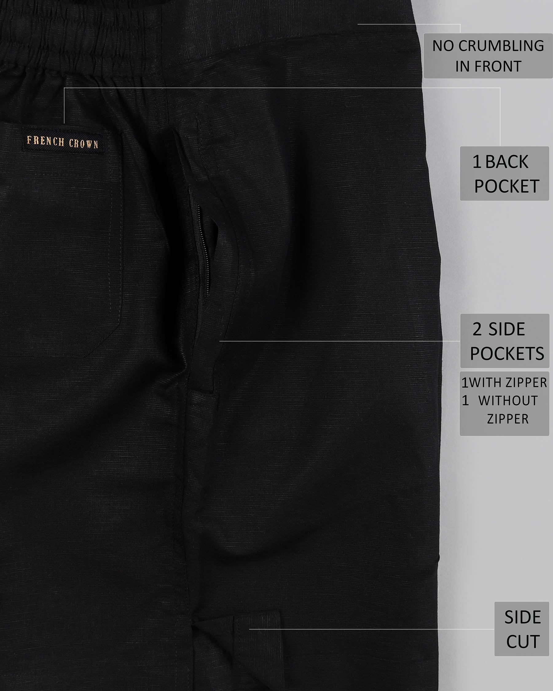 Bright White and Jade Black Luxurious Linen Shorts