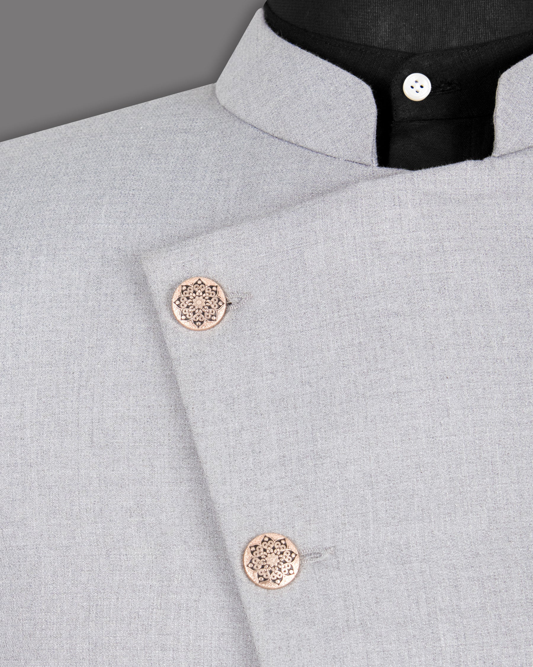 Mischka Grey Cross Buttoned Bandhgala/Mandarin Woolrich Suit ST1300-CBG-36, ST1300-CBG-38, ST1300-CBG-40, ST1300-CBG-42, ST1300-CBG-44, ST1300-CBG-46, ST1300-CBG-48, ST1300-CBG-50, ST1300-CBG-56, ST1300-CBG-52, ST1300-CBG-54, ST1300-CBG-58, ST1300-CBG-60