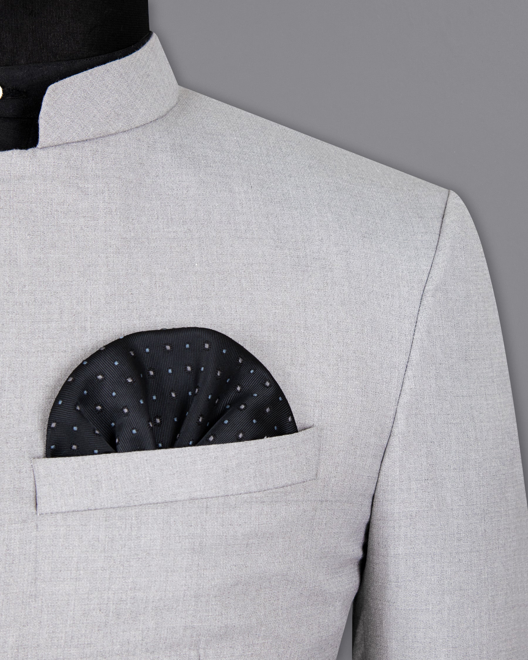 Mischka Grey Cross Buttoned Bandhgala/Mandarin Woolrich Suit ST1300-CBG-36, ST1300-CBG-38, ST1300-CBG-40, ST1300-CBG-42, ST1300-CBG-44, ST1300-CBG-46, ST1300-CBG-48, ST1300-CBG-50, ST1300-CBG-56, ST1300-CBG-52, ST1300-CBG-54, ST1300-CBG-58, ST1300-CBG-60