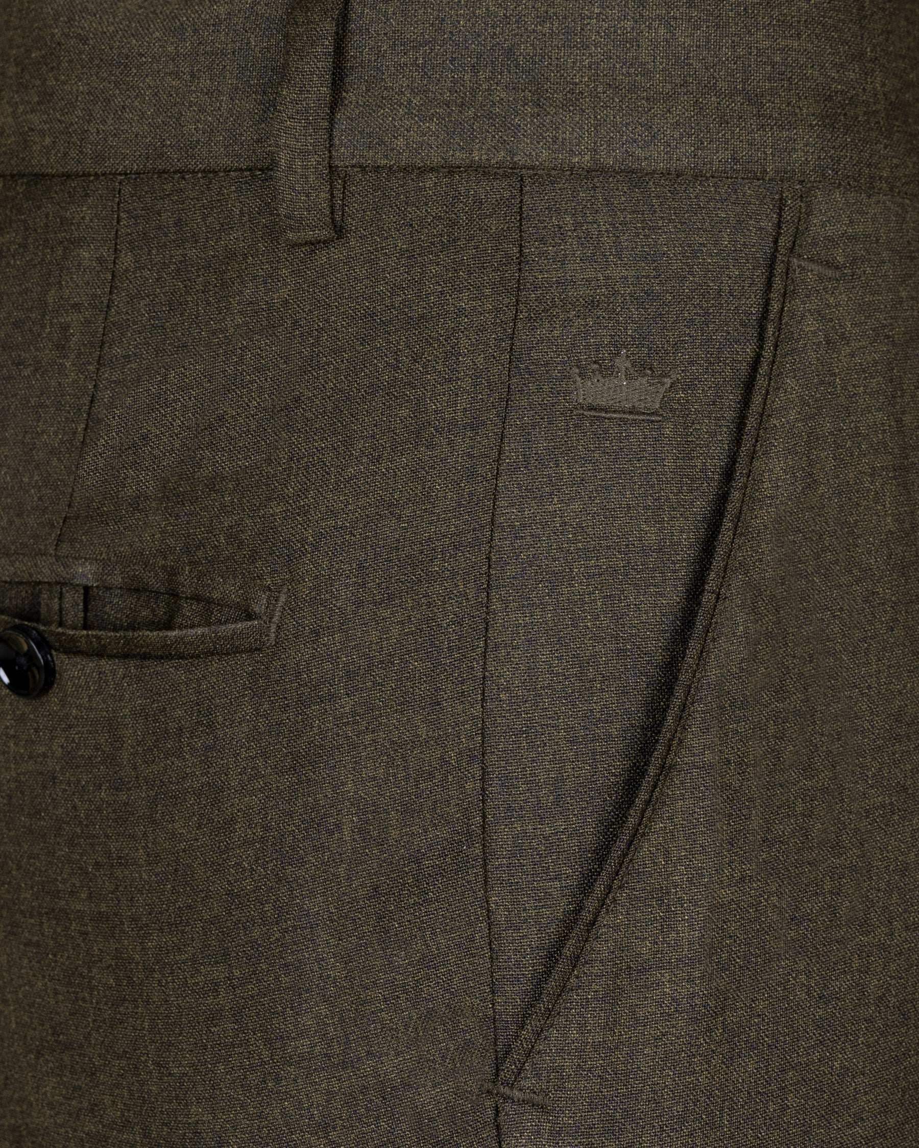 Merlin Green Cross Placket Bandhgala Wool Rich Suit