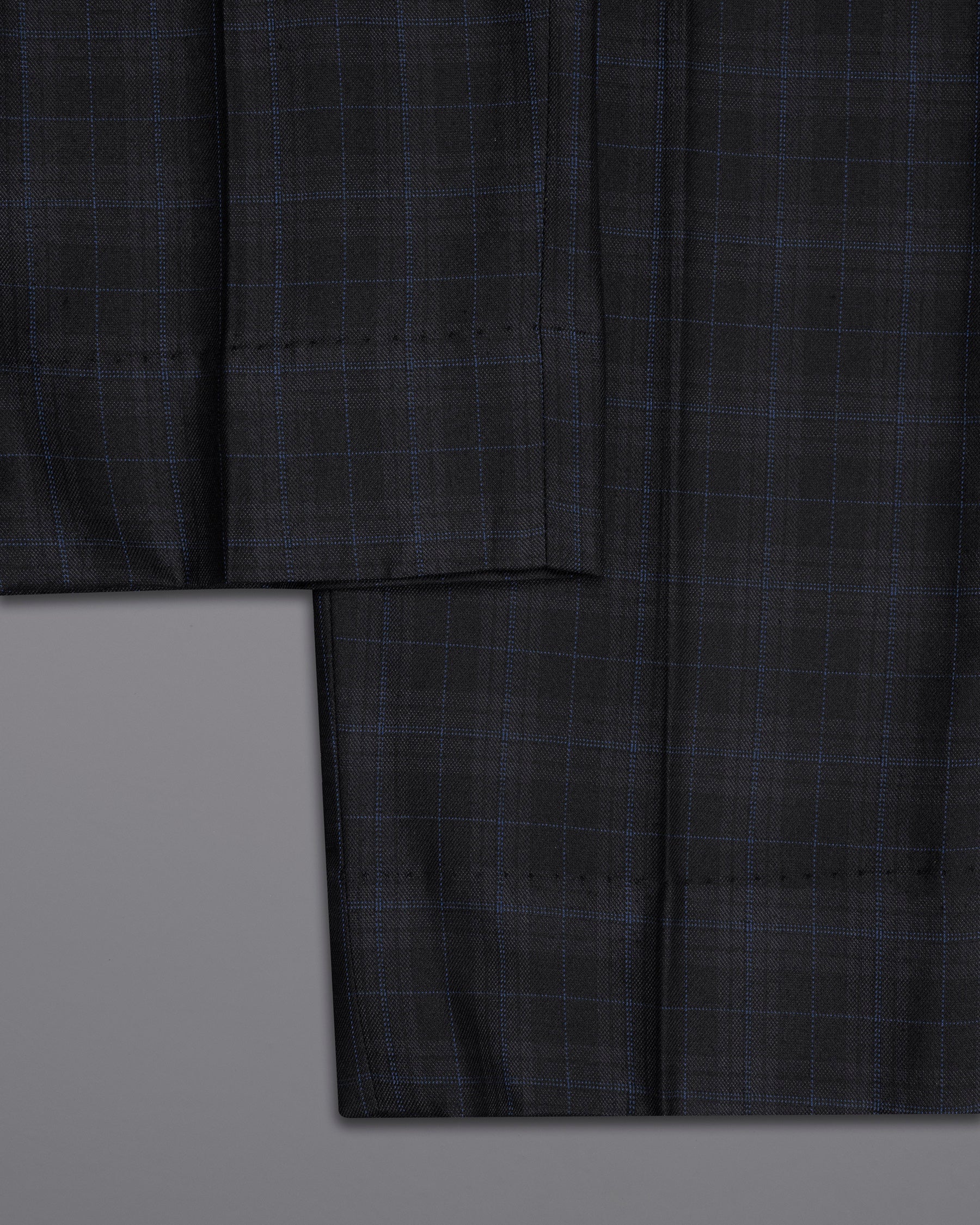 Mine Shaft Black Plaid Cross Buttoned Bandhgala Wool Rich Suit ST1387-CBG-36, ST1387-CBG-38, ST1387-CBG-40, ST1387-CBG-42, ST1387-CBG-44, ST1387-CBG-46, ST1387-CBG-48, ST1387-CBG-50, ST1387-CBG-52, ST1387-CBG-54, ST1387-CBG-56, ST1387-CBG-58, ST1387-CBG-60
