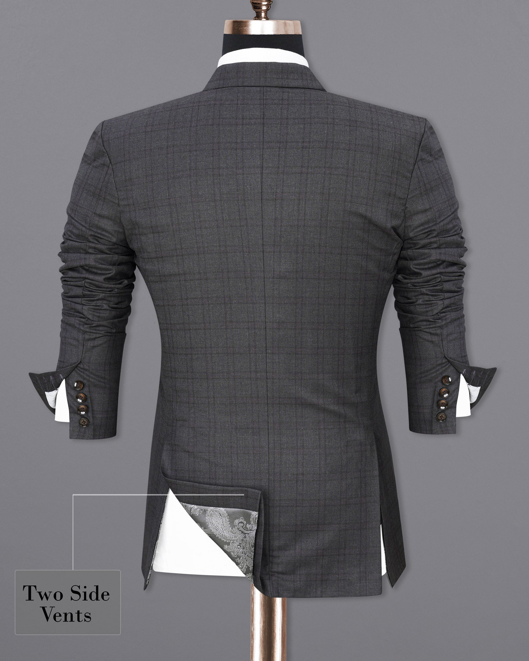 Gravel Gray Plaid Double Breasted Suit ST1887-DB-36, ST1887-DB-38, ST1887-DB-40, ST1887-DB-42, ST1887-DB-44, ST1887-DB-46, ST1887-DB-48, ST1887-DB-50, ST1887-DB-52, ST1887-DB-54, ST1887-DB-56, ST1887-DB-58, ST1887-DB-60