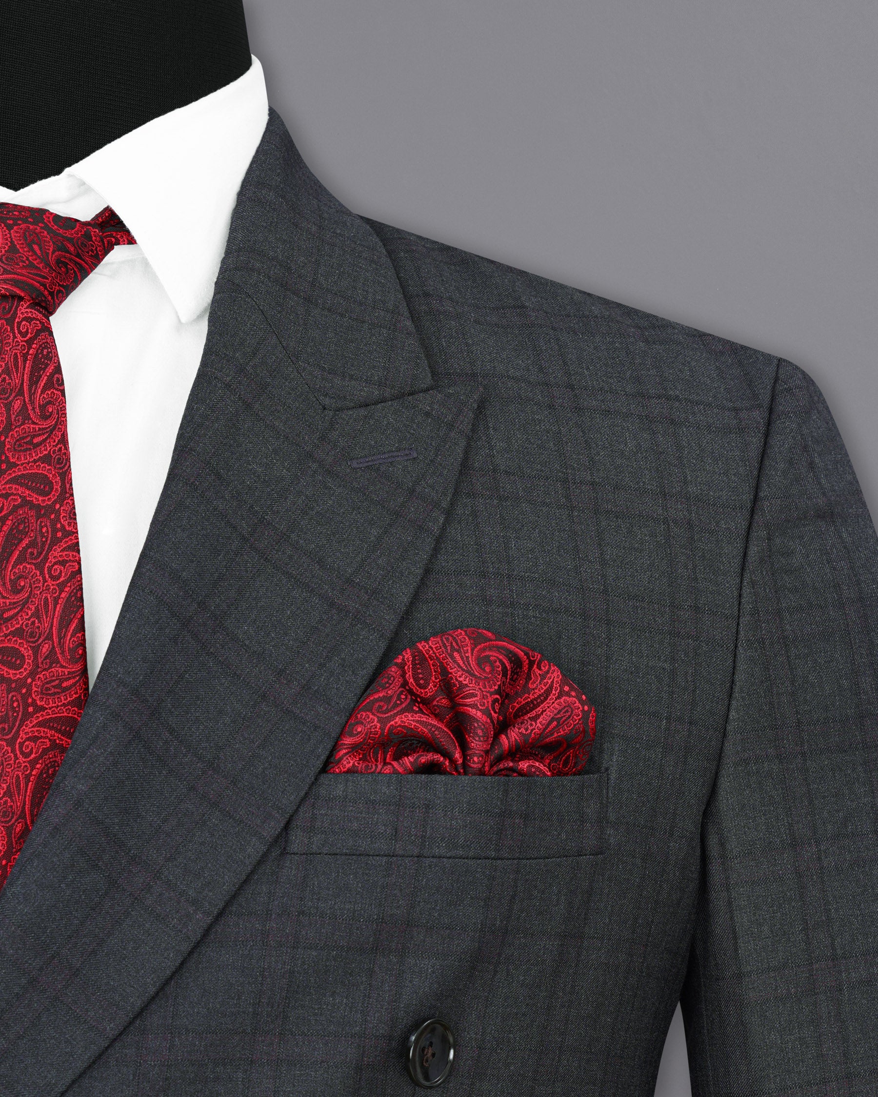 Gravel Gray Plaid Double Breasted Suit