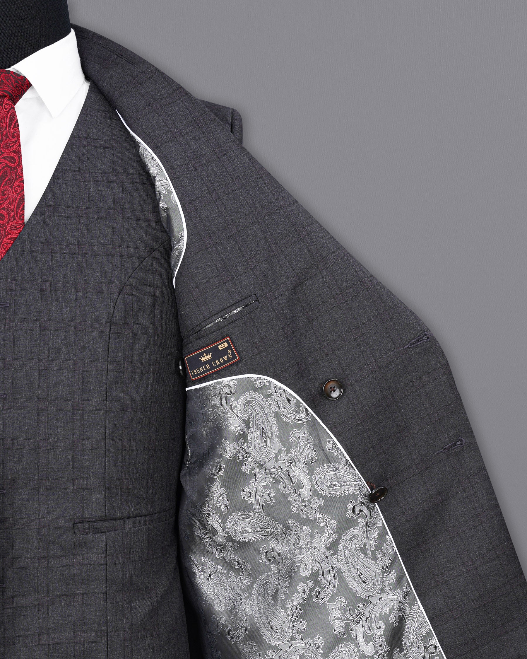 Gravel Gray Plaid Double Breasted Suit ST1887-DB-36, ST1887-DB-38, ST1887-DB-40, ST1887-DB-42, ST1887-DB-44, ST1887-DB-46, ST1887-DB-48, ST1887-DB-50, ST1887-DB-52, ST1887-DB-54, ST1887-DB-56, ST1887-DB-58, ST1887-DB-60