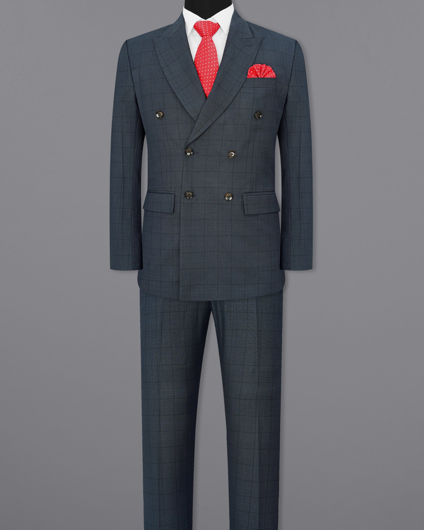 lridium with mirage plaid Windowpane Double Breasted Suit ST1888-DB-36, ST1888-DB-38, ST1888-DB-40, ST1888-DB-42, ST1888-DB-44, ST1888-DB-46, ST1888-DB-48, ST1888-DB-50, ST1888-DB-52, ST1888-DB-54, ST1888-DB-56, ST1888-DB-58, ST1888-DB-60