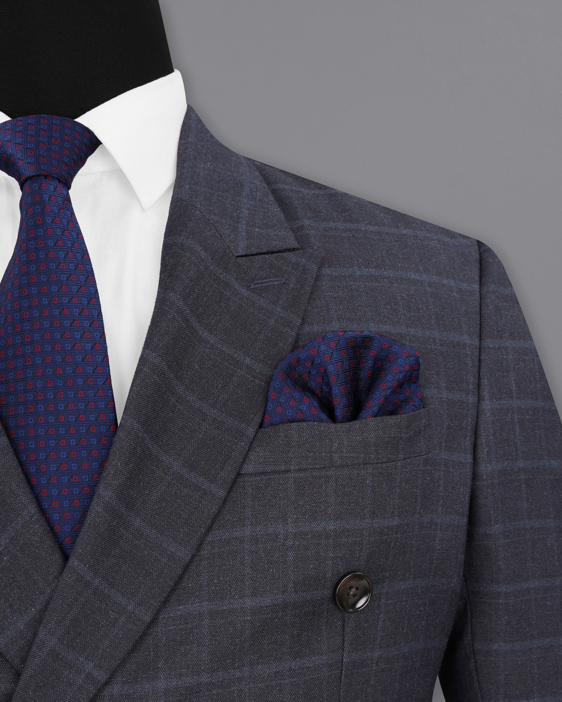 Thunder Gray Plaid Double-Breasted Suit