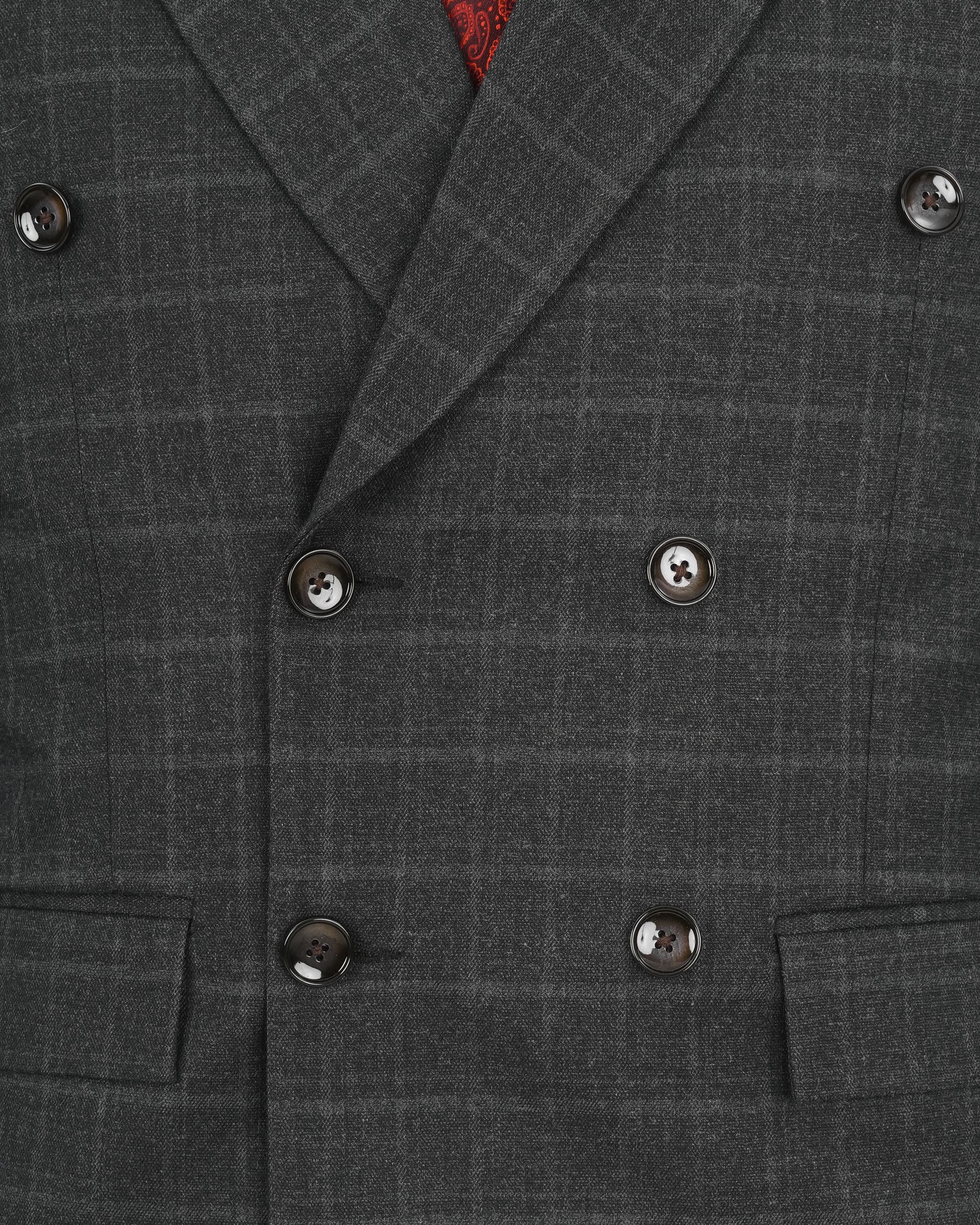 Dune Gray windowpane Double Breasted Suit