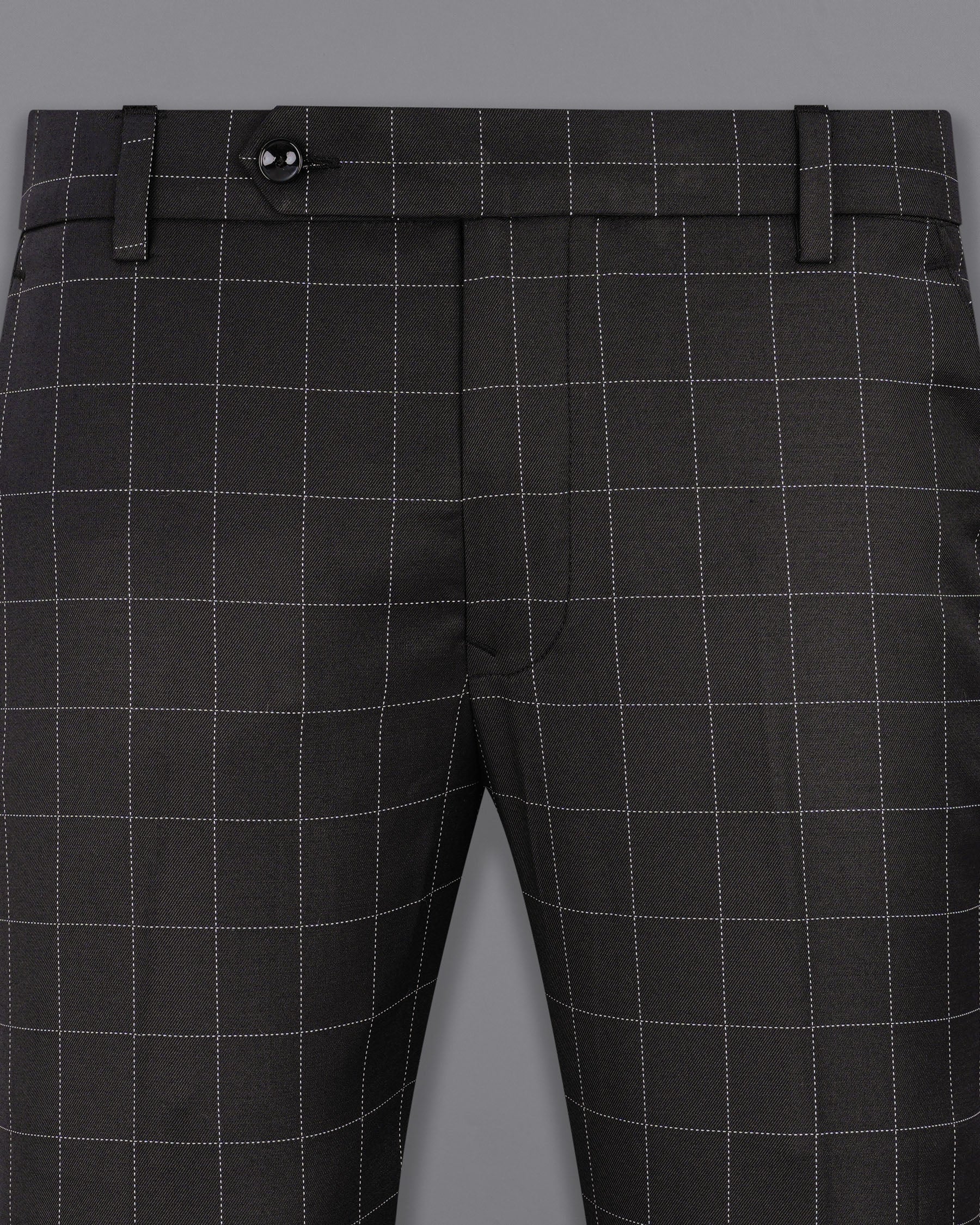 Jade Black windowpane Cross Placket Bandhgala Suit