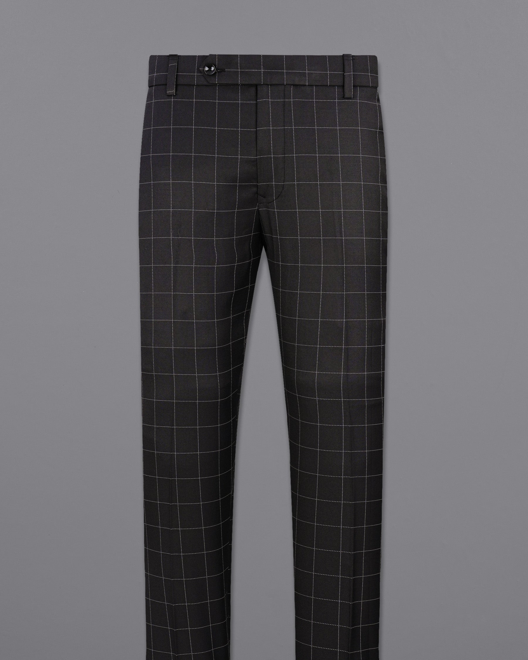 Jade Black windowpane Cross Placket Bandhgala Suit