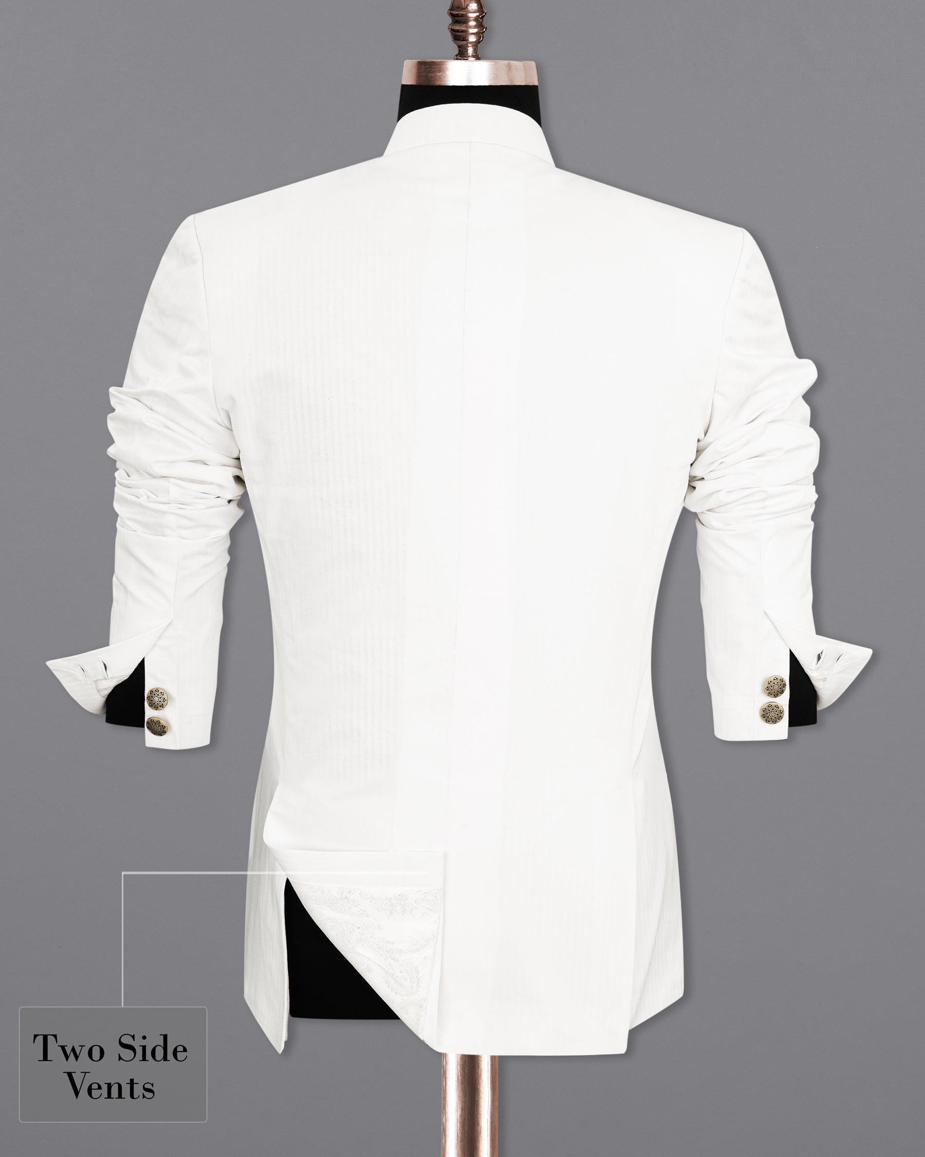 Bright White Cross-Placket Bandhgala Premium Cotton Suit