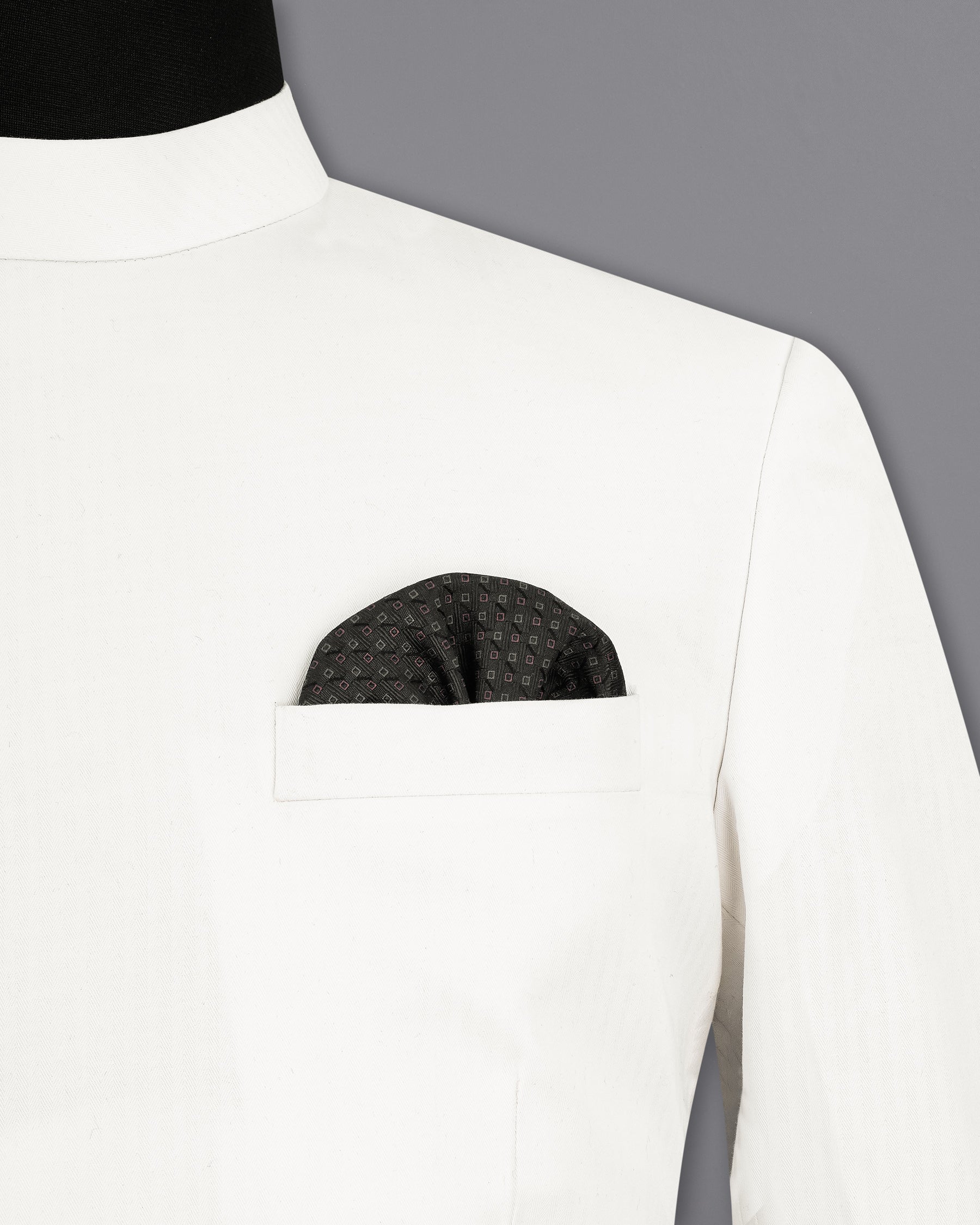 Bright White Cross-Placket Bandhgala Premium Cotton Suit