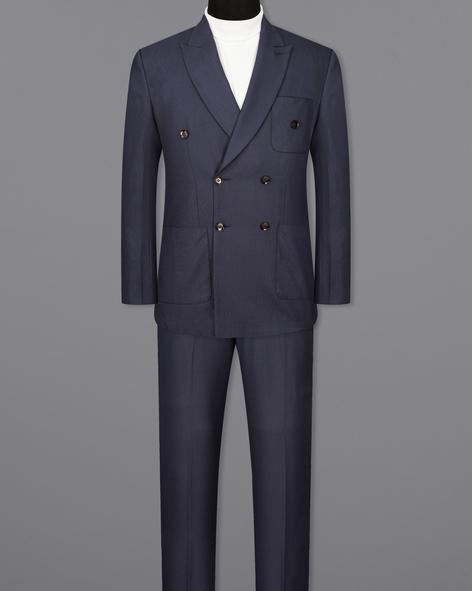 Bleached Cedar Blue Double Breasted Sports Suit