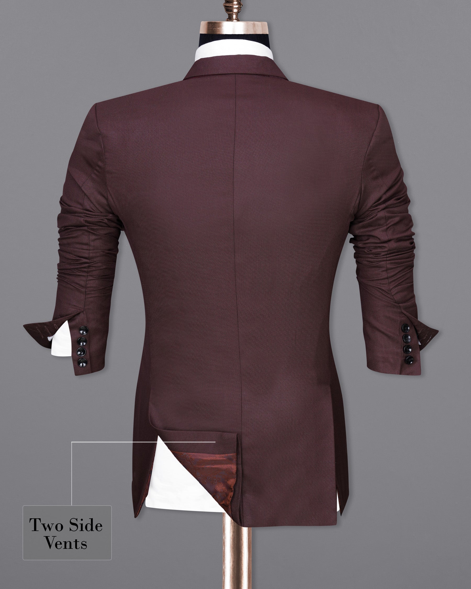 Taupe Maroon Single Breasted Suit