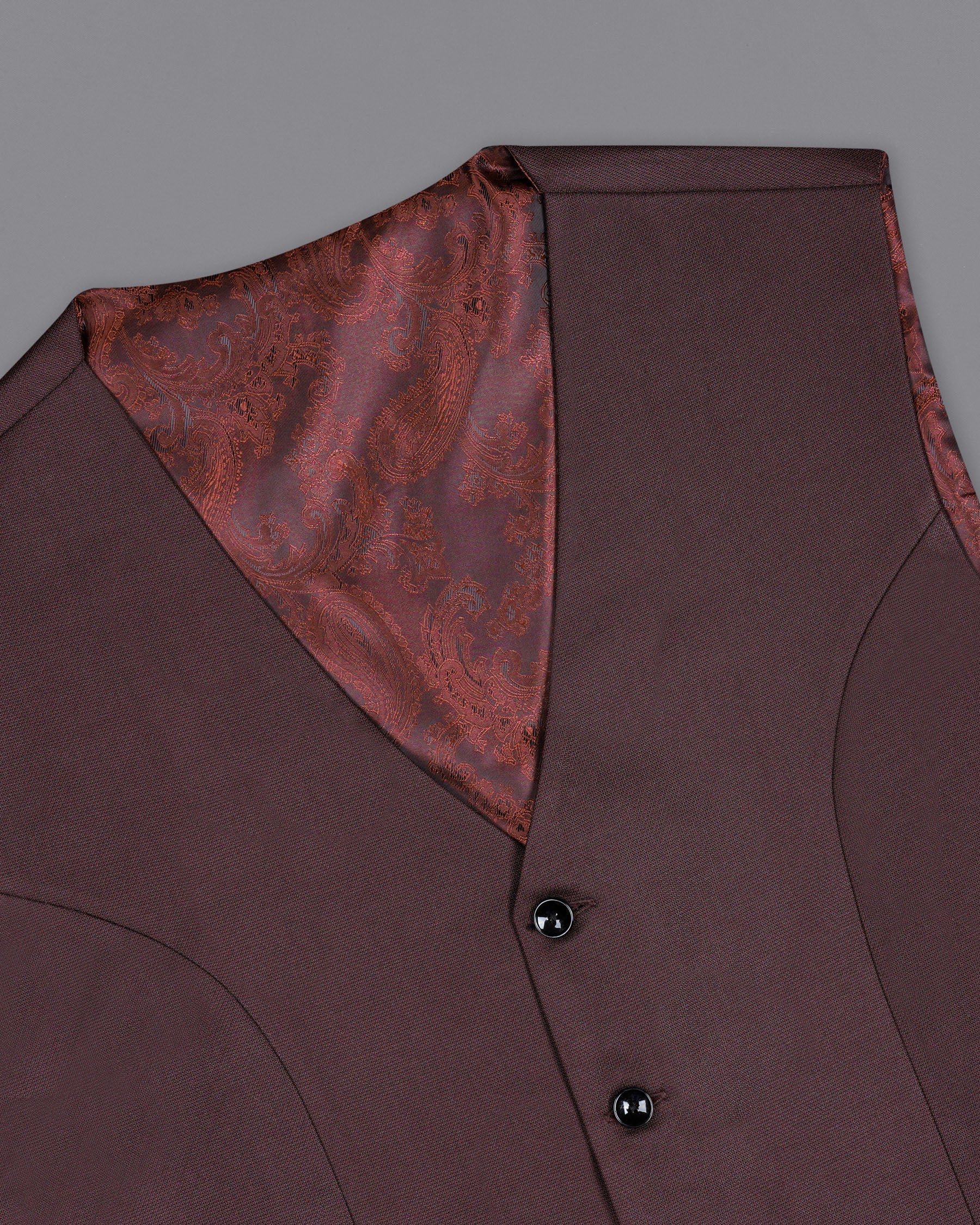Taupe Maroon Single Breasted Suit