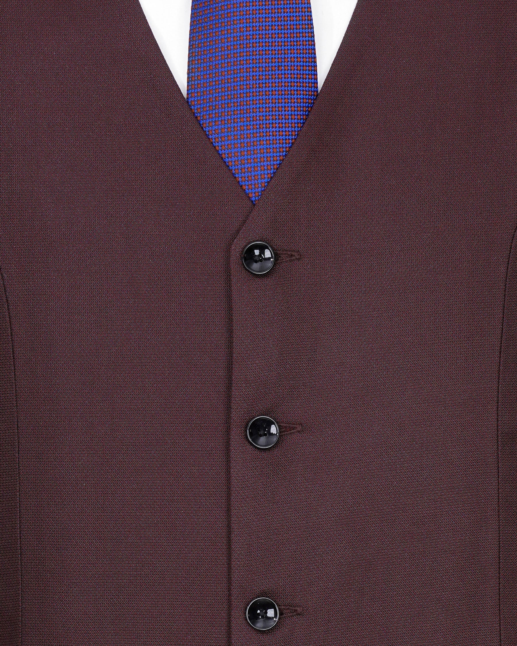 Taupe Maroon Single Breasted Suit