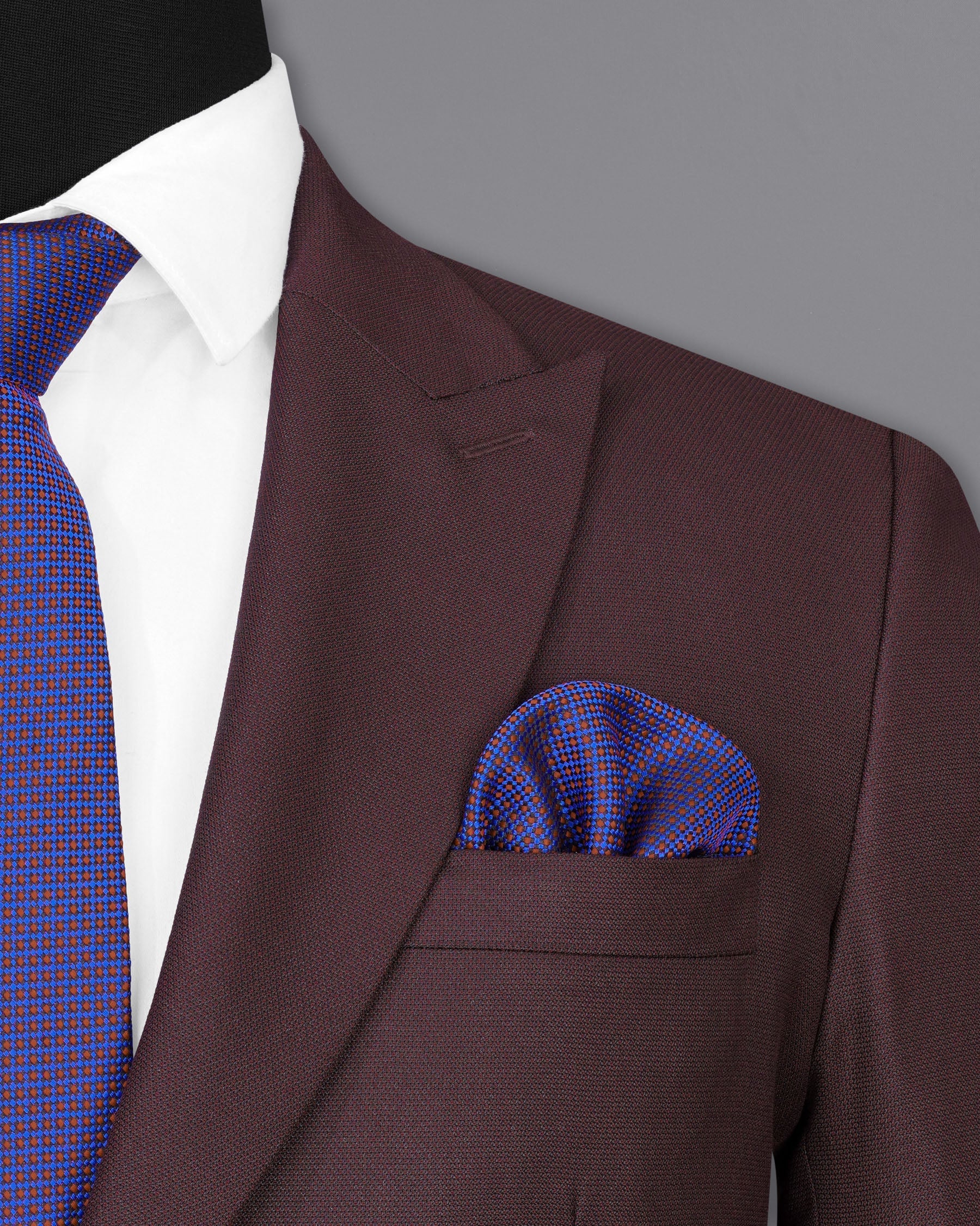 Taupe Maroon Single Breasted Suit