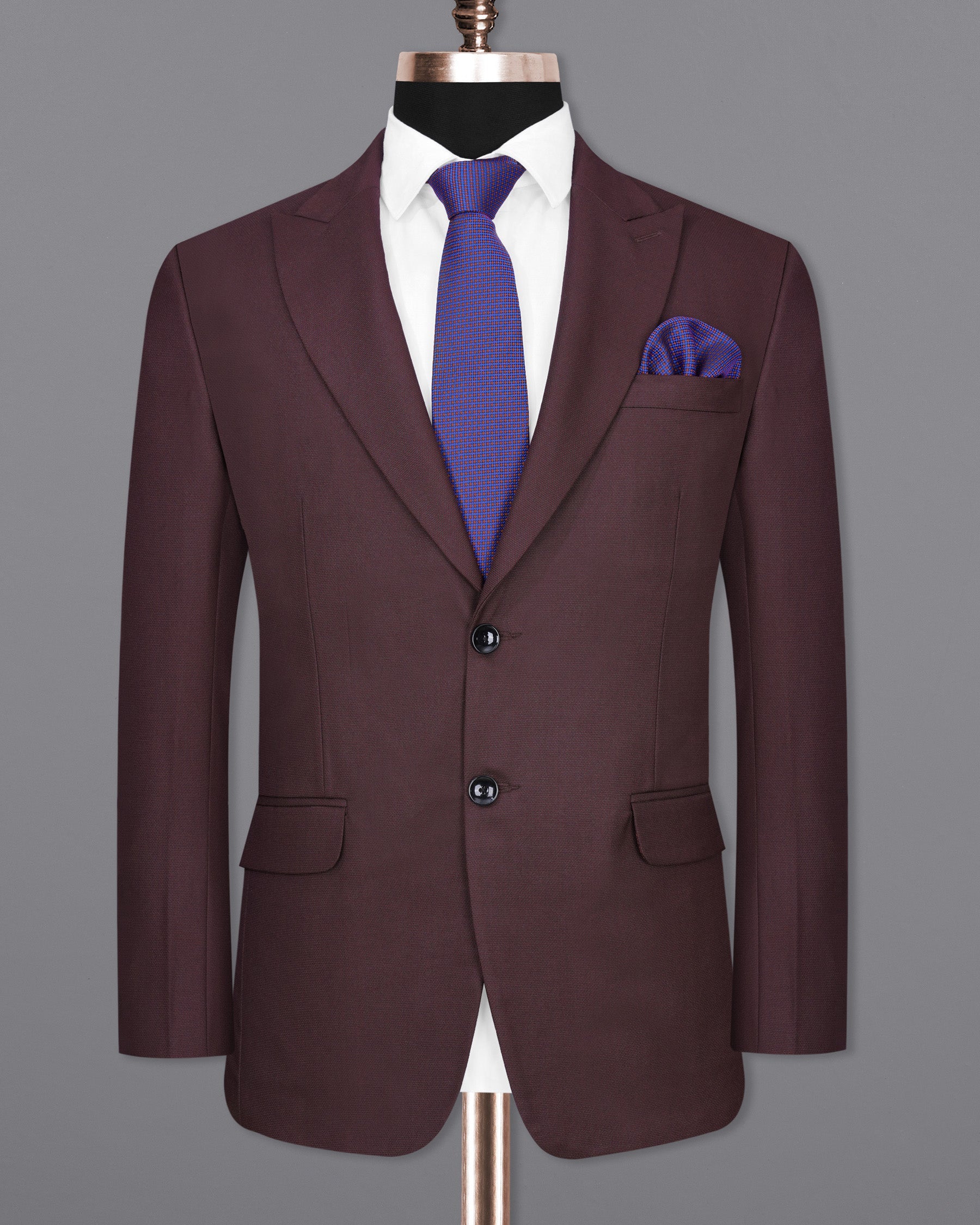 Taupe Maroon Single Breasted Suit