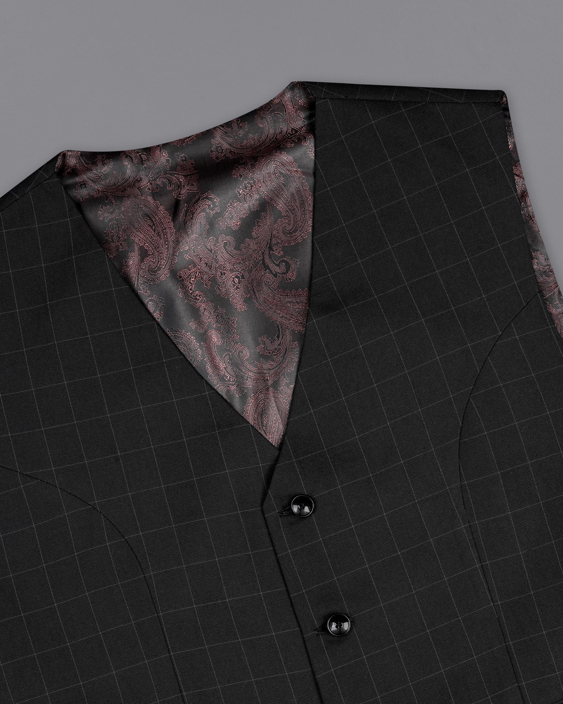 Zeus Black Windowpane Double Breasted Suit