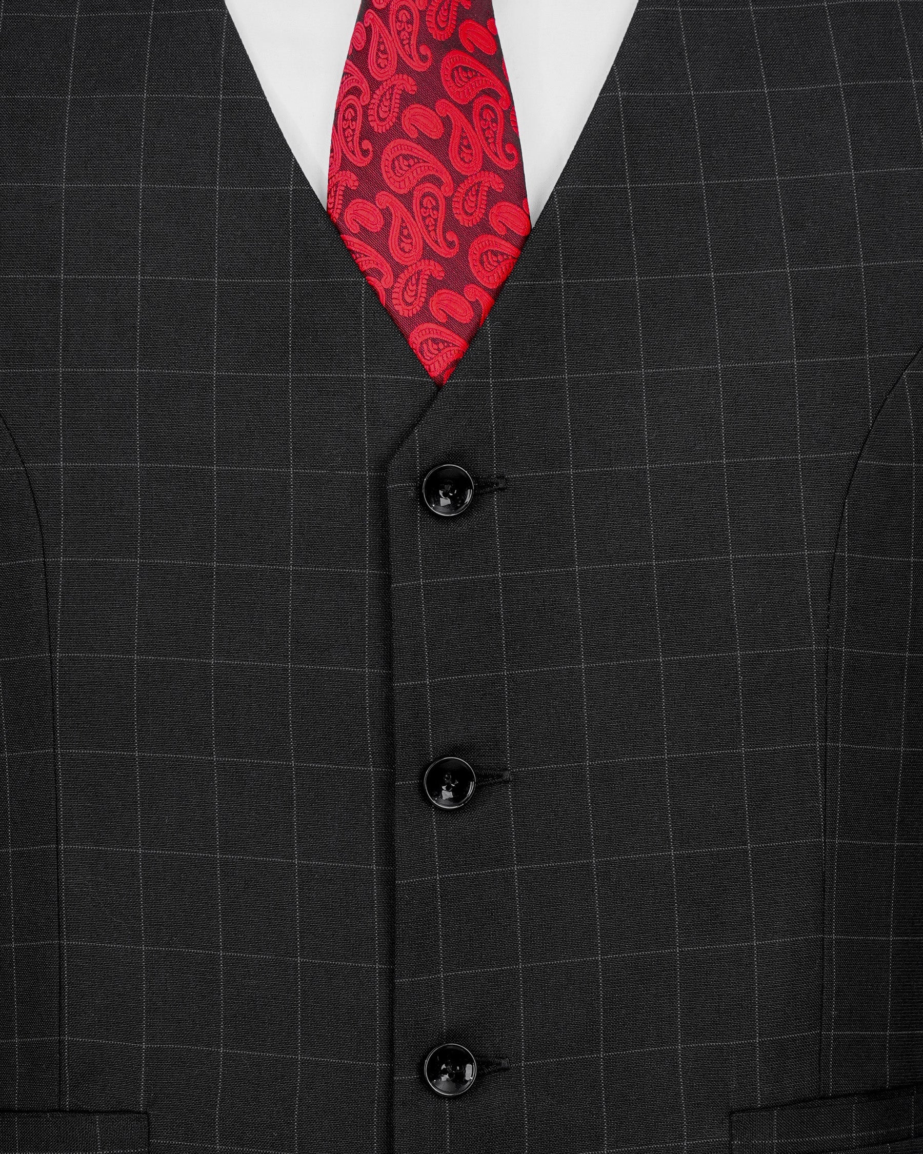 Zeus Black Windowpane Double Breasted Suit