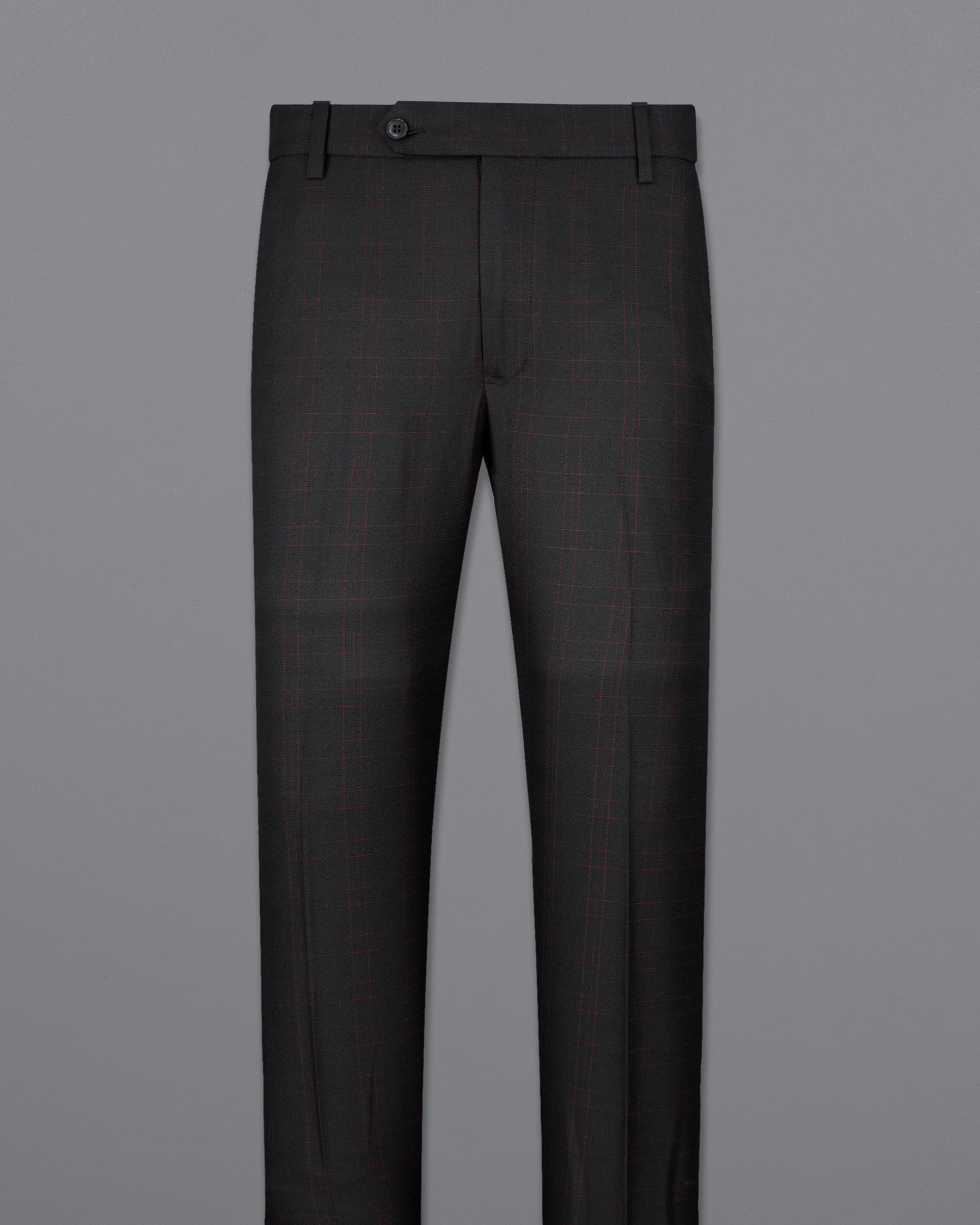 Onyx Black windowpane Cross Placket Bandhgala Suit