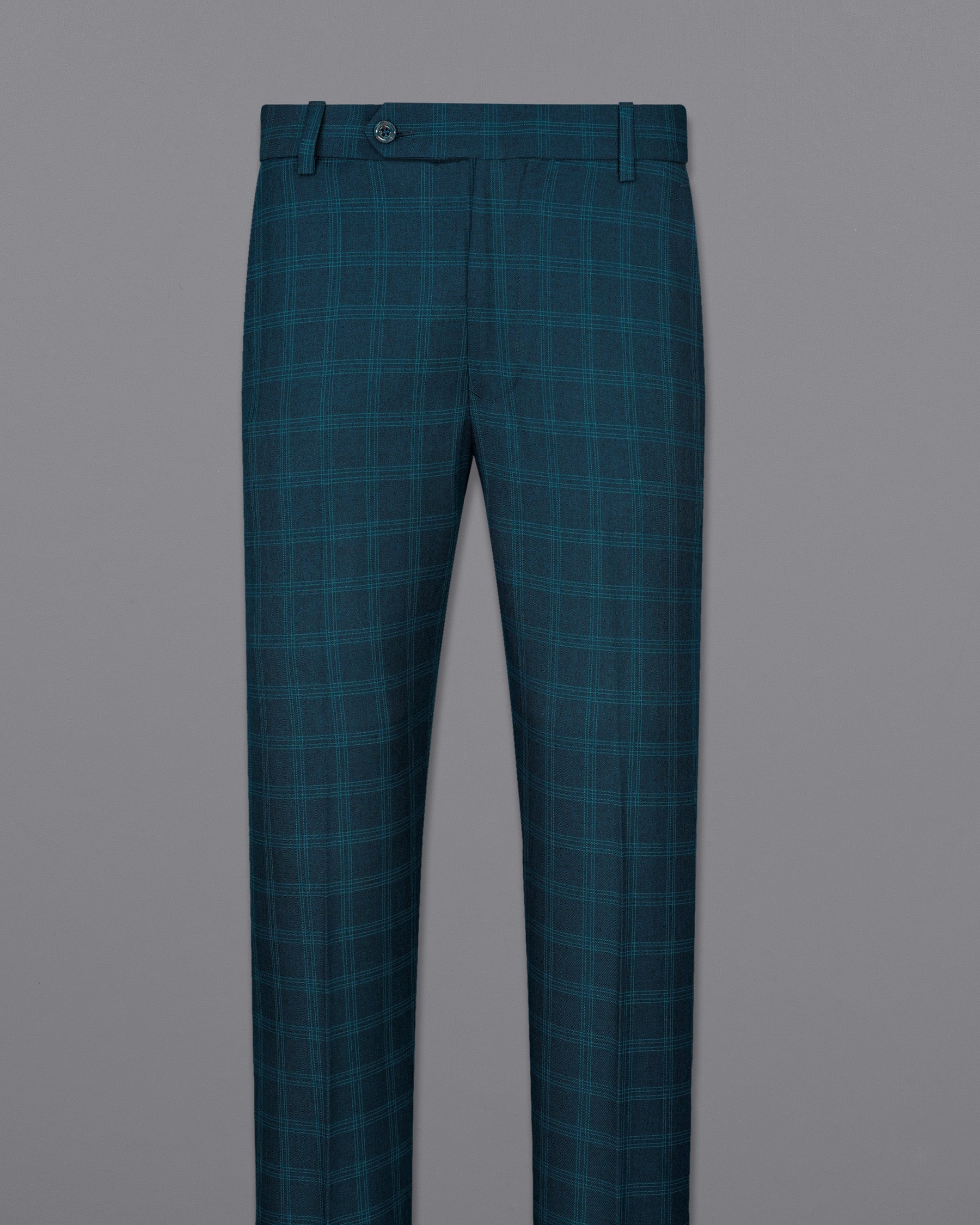 Cloud Burst Sea Green Windowpane Cross Placket Bandhgala Suit