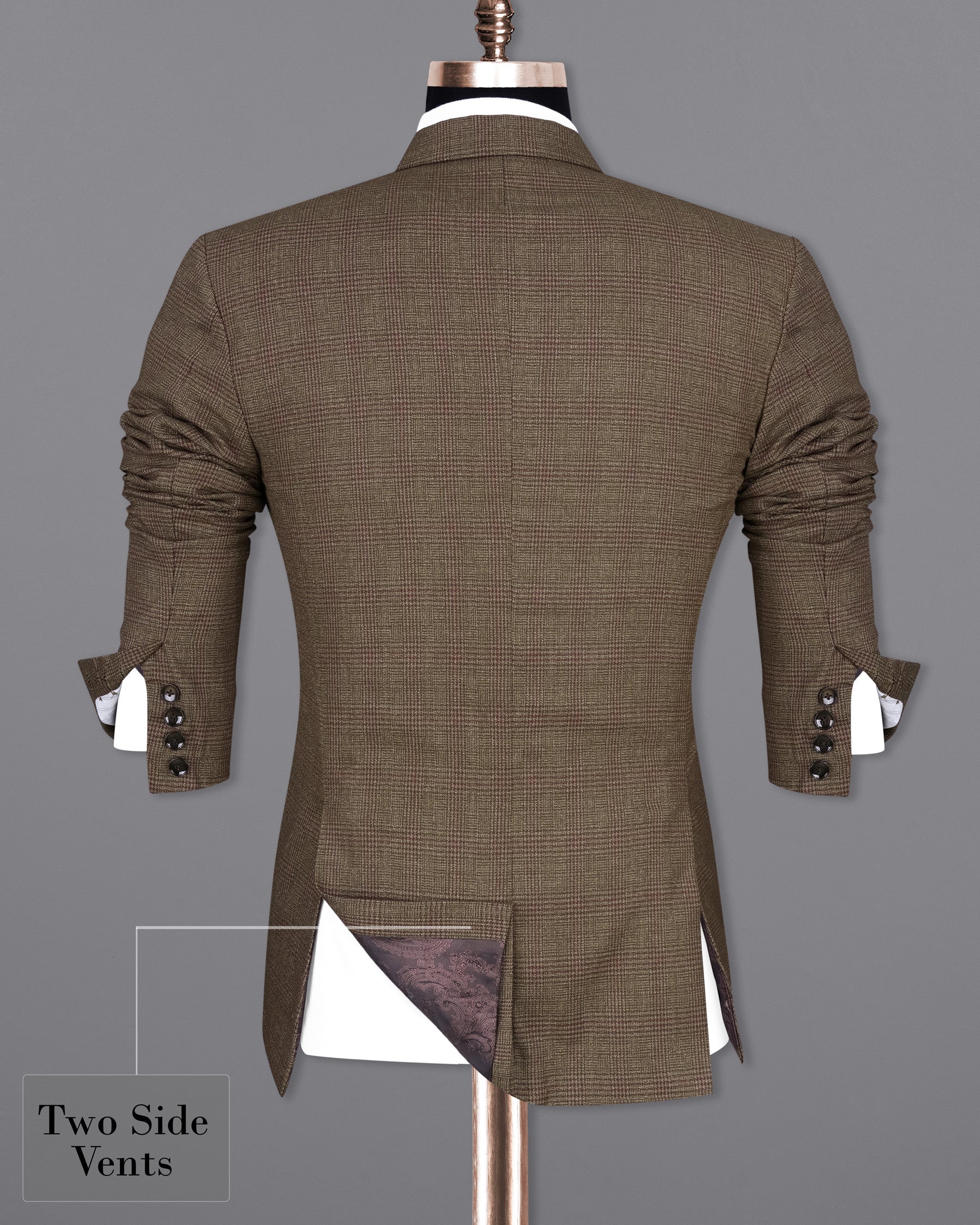 Hemlock Brown Plaid Double Breasted Wool Sports Suit