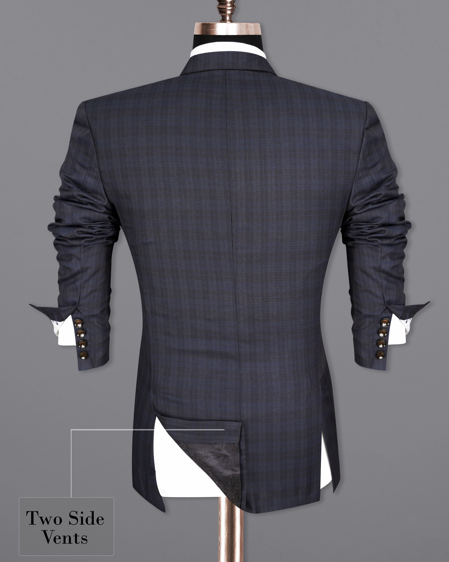 Cloud Burst Blue with Iridium Gray Plaid Double Breasted Suit