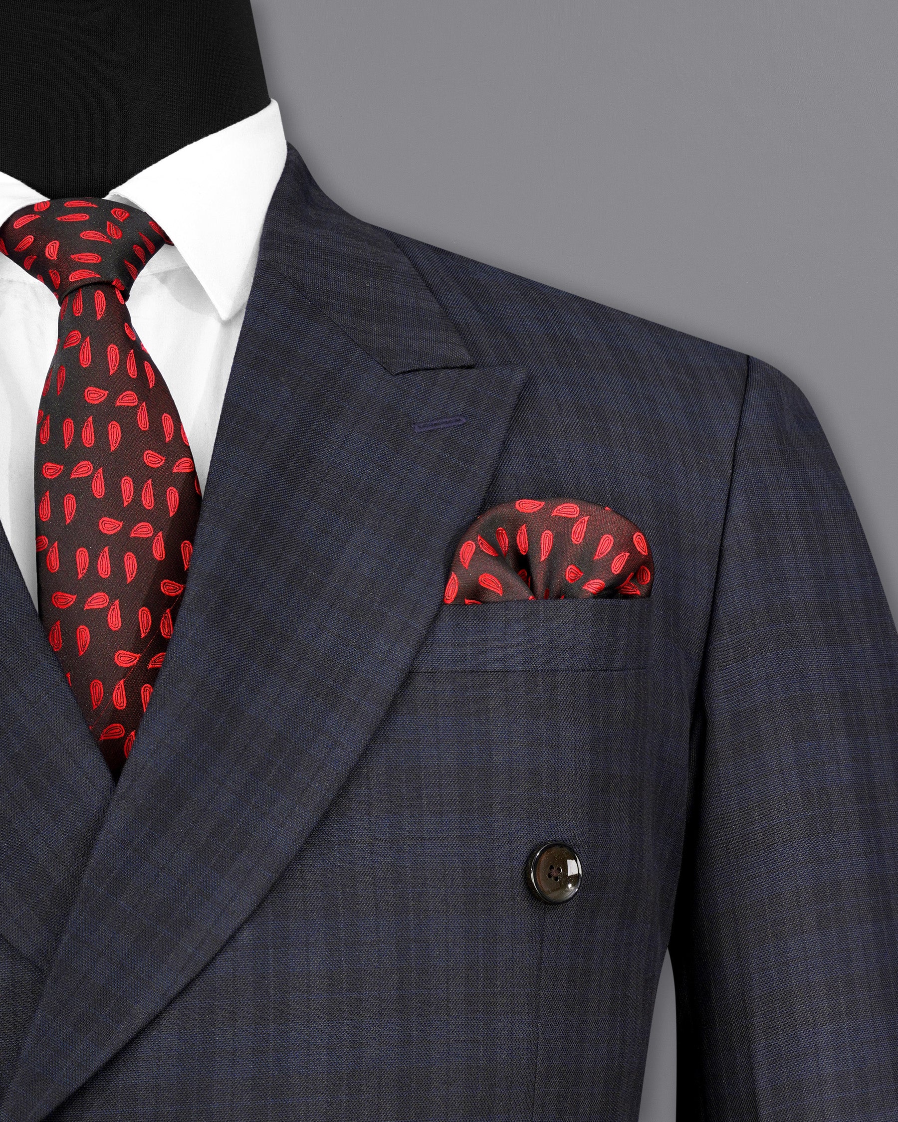 Cloud Burst Blue with Iridium Gray Plaid Double Breasted Suit