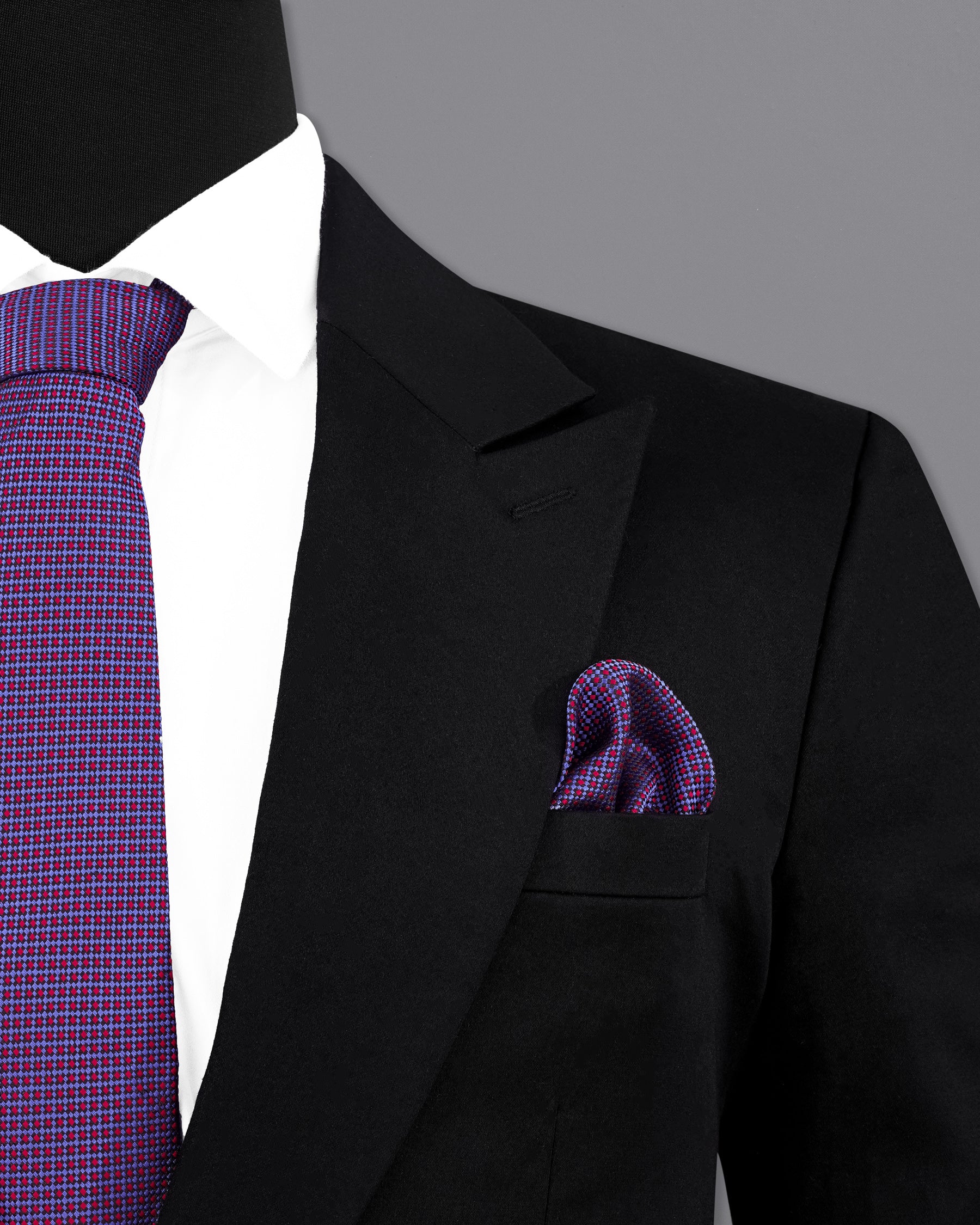 Half-Black and Half Jazzberry Pink Checkered Single-Breasted Premium Cotton Designer Suit