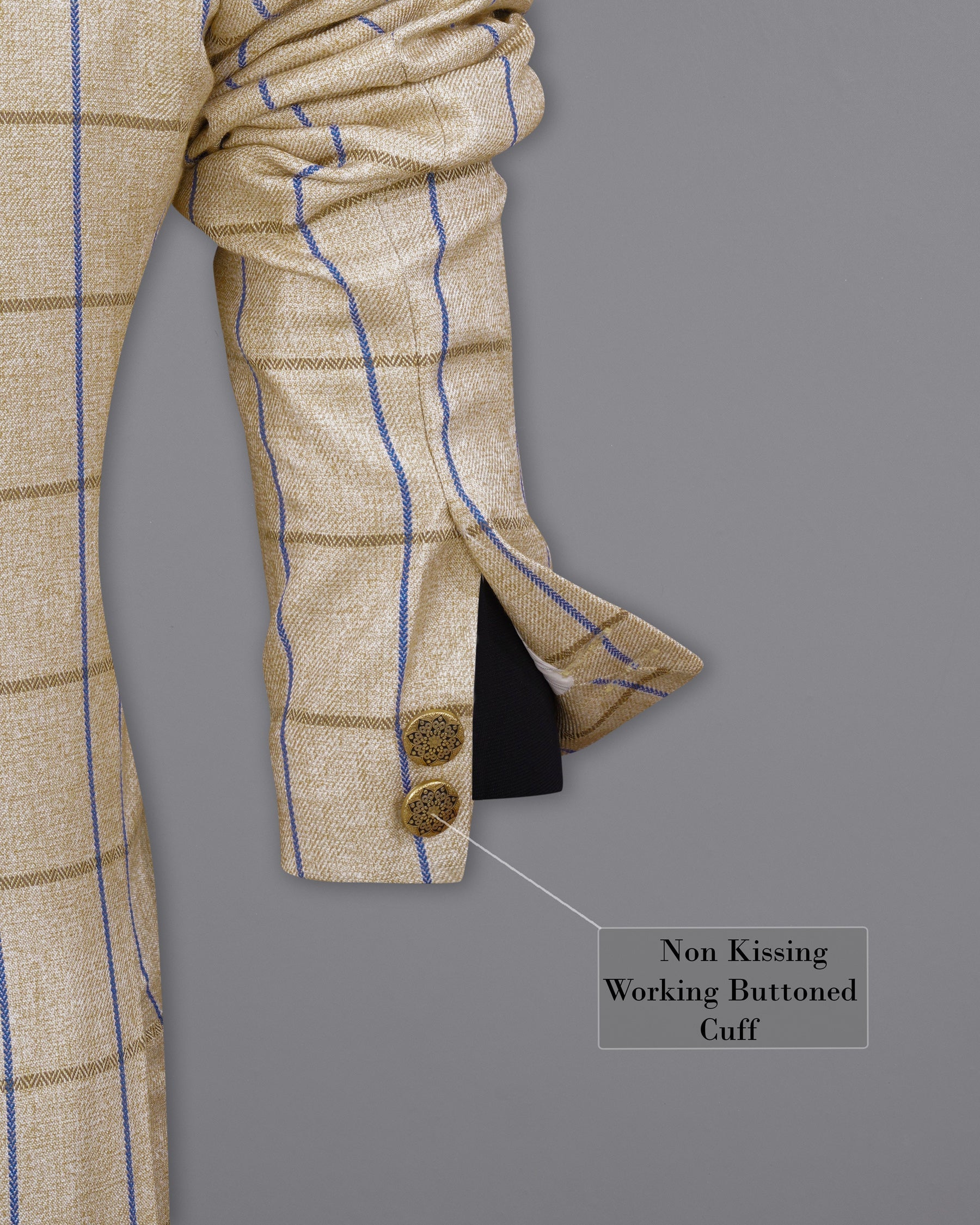 Mushroom Light Brown Checkered Bandhgala Suit ST2139-BG-36, ST2139-BG-38, ST2139-BG-40, ST2139-BG-42, ST2139-BG-44, ST2139-BG-46, ST2139-BG-48, ST2139-BG-50, ST2139-BG-52, ST2139-BG-54, ST2139-BG-56, ST2139-BG-58, ST2139-BG-60