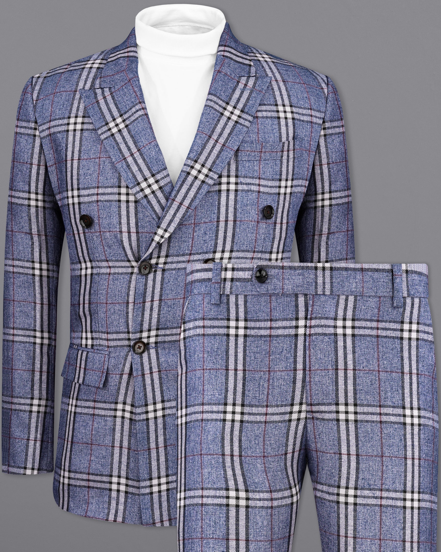 Fiord Blue Plaid Double Breasted Suit  ST2154-DB-36, ST2154-DB-38, ST2154-DB-40, ST2154-DB-42, ST2154-DB-44, ST2154-DB-46, ST2154-DB-48, ST2154-DB-50, ST2154-DB-52, ST2154-DB-54, ST2154-DB-56, ST2154-DB-58, ST2154-DB-60