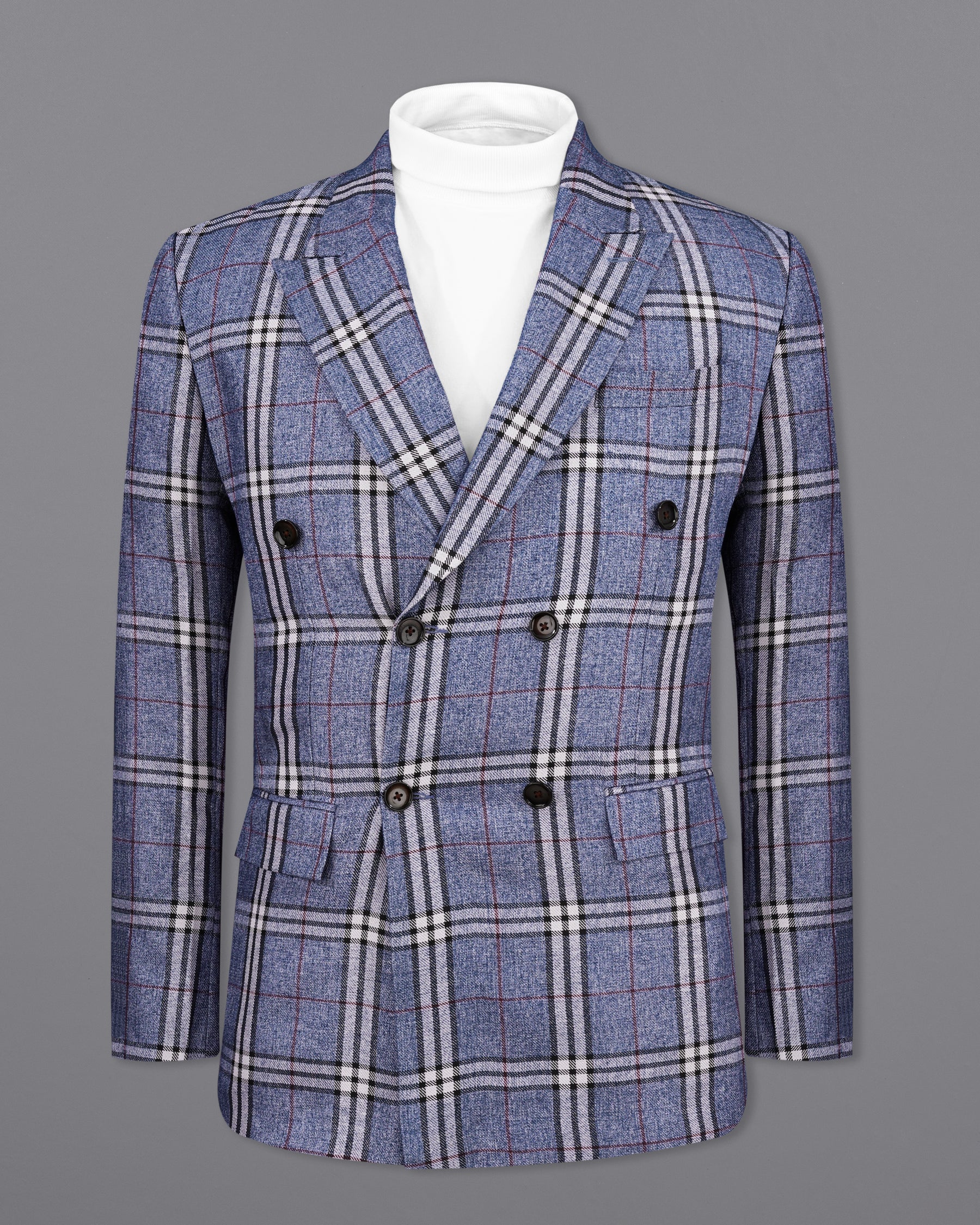 Fiord Blue Plaid Double Breasted Suit  ST2154-DB-36, ST2154-DB-38, ST2154-DB-40, ST2154-DB-42, ST2154-DB-44, ST2154-DB-46, ST2154-DB-48, ST2154-DB-50, ST2154-DB-52, ST2154-DB-54, ST2154-DB-56, ST2154-DB-58, ST2154-DB-60