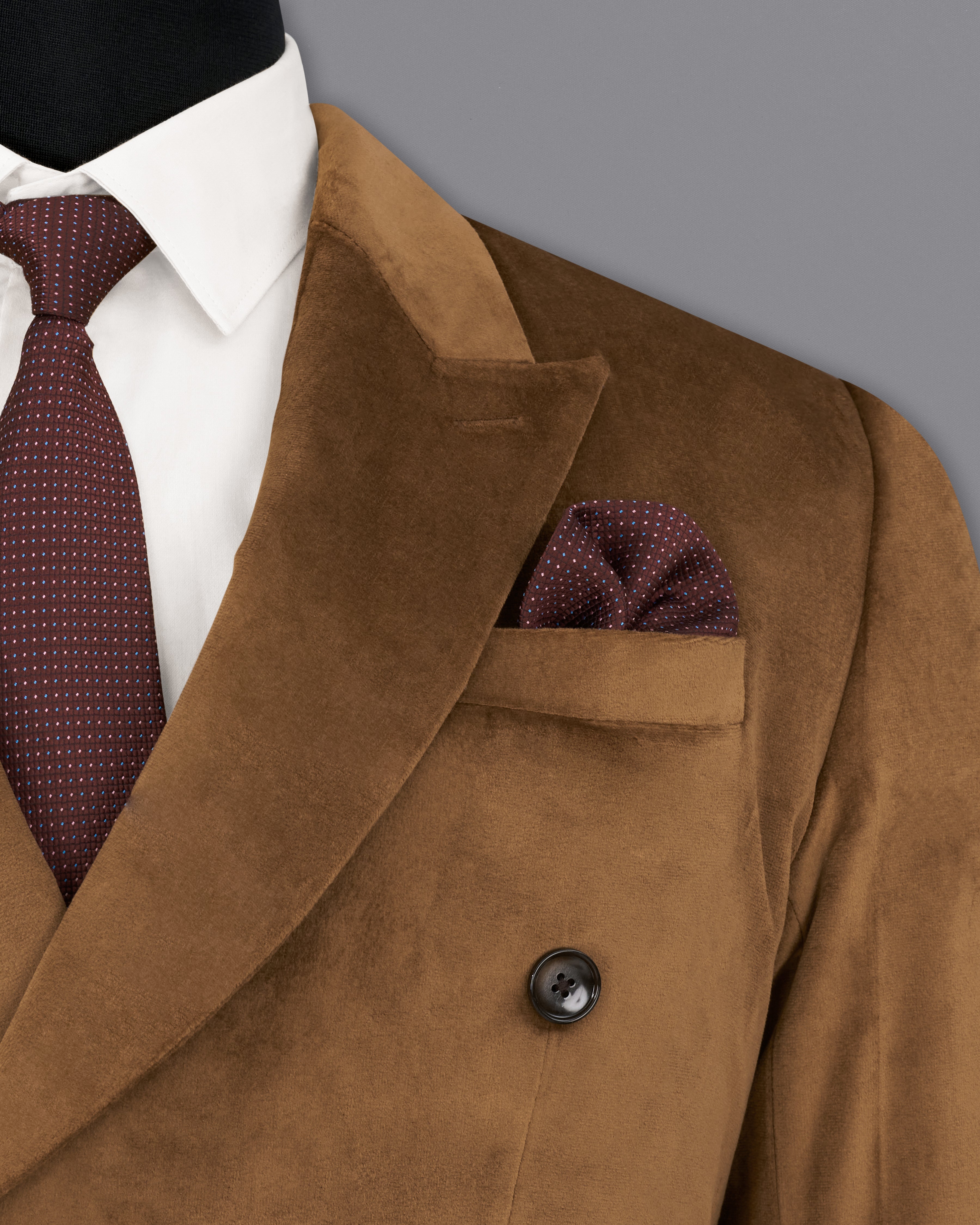 Nutmeg Brown Double Breasted Premium Velvet Designer Suit ST2205-DB-36, ST2205-DB-38, ST2205-DB-40, ST2205-DB-42, ST2205-DB-44, ST2205-DB-46, ST2205-DB-48, ST2205-DB-50, ST2205-DB-52, ST2205-DB-54, ST2205-DB-56, ST2205-DB-58, ST2205-DB-60