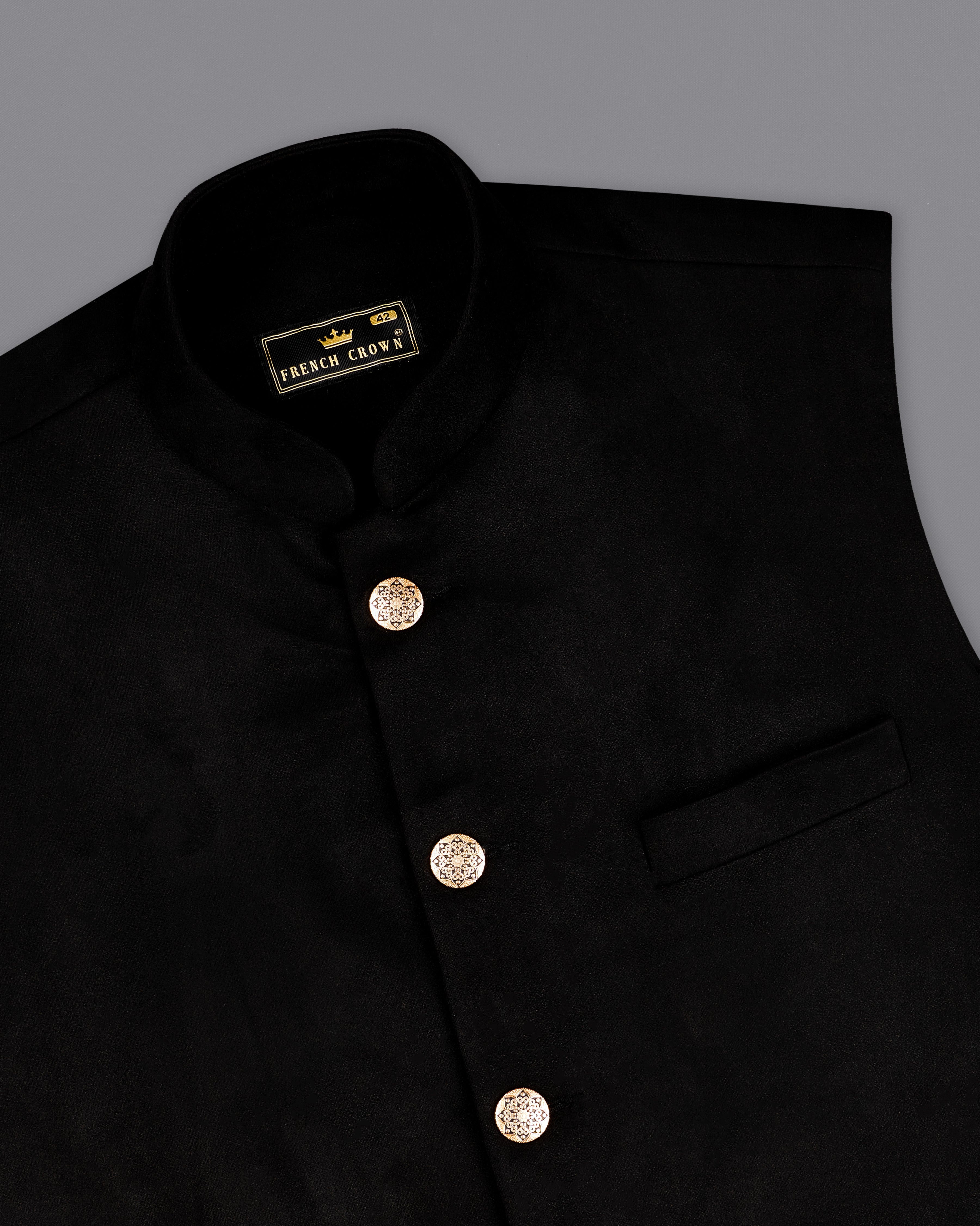 Jade Black Bandhgala Velvet Designer Suit ST2235-BG-36, ST2235-BG-38, ST2235-BG-40, ST2235-BG-42, ST2235-BG-44, ST2235-BG-46, ST2235-BG-48, ST2235-BG-50, ST2235-BG-52, ST2235-BG-54, ST2235-BG-56, ST2235-BG-58, ST2235-BG-60