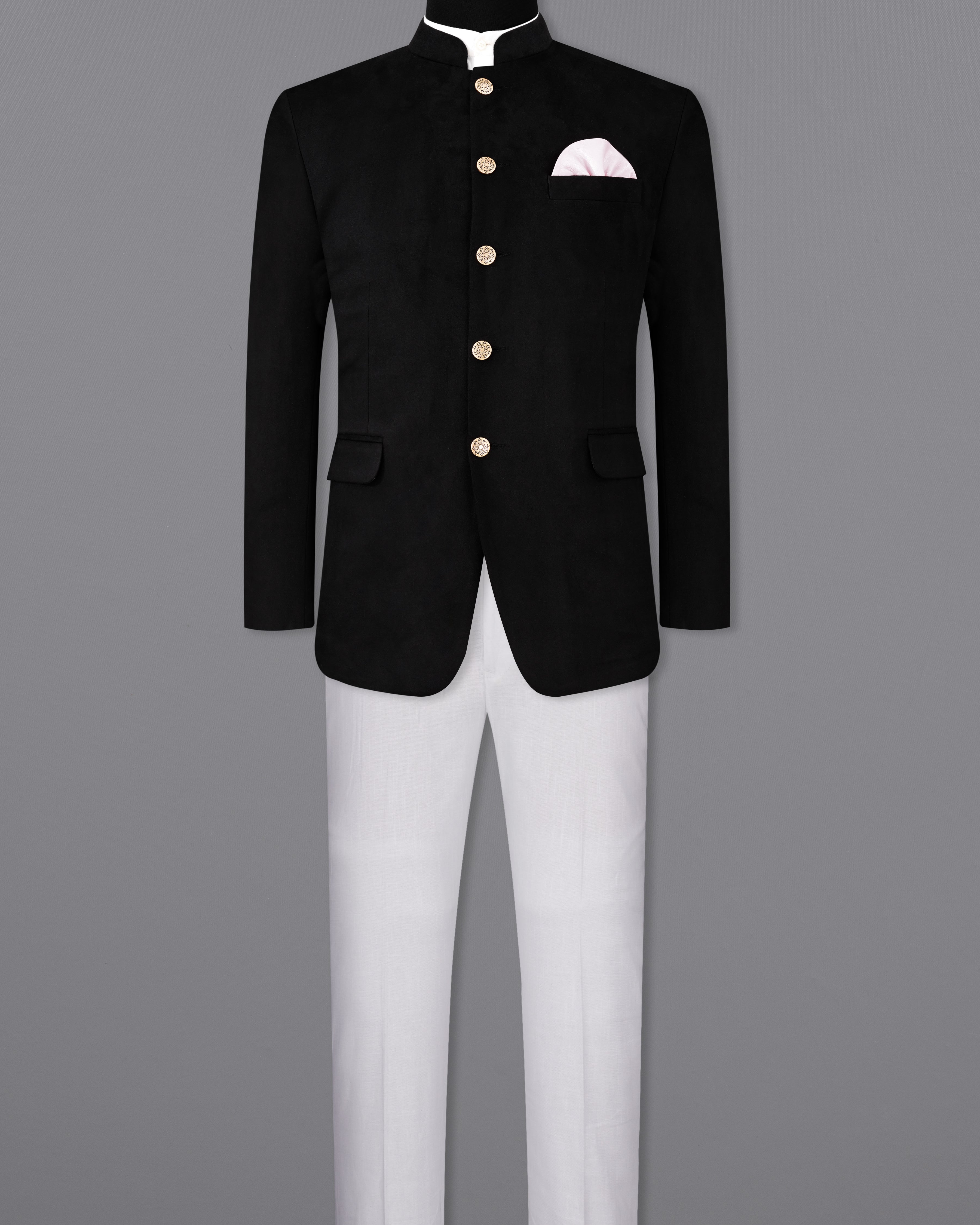 Jade Black Bandhgala Velvet Designer Suit ST2235-BG-36, ST2235-BG-38, ST2235-BG-40, ST2235-BG-42, ST2235-BG-44, ST2235-BG-46, ST2235-BG-48, ST2235-BG-50, ST2235-BG-52, ST2235-BG-54, ST2235-BG-56, ST2235-BG-58, ST2235-BG-60