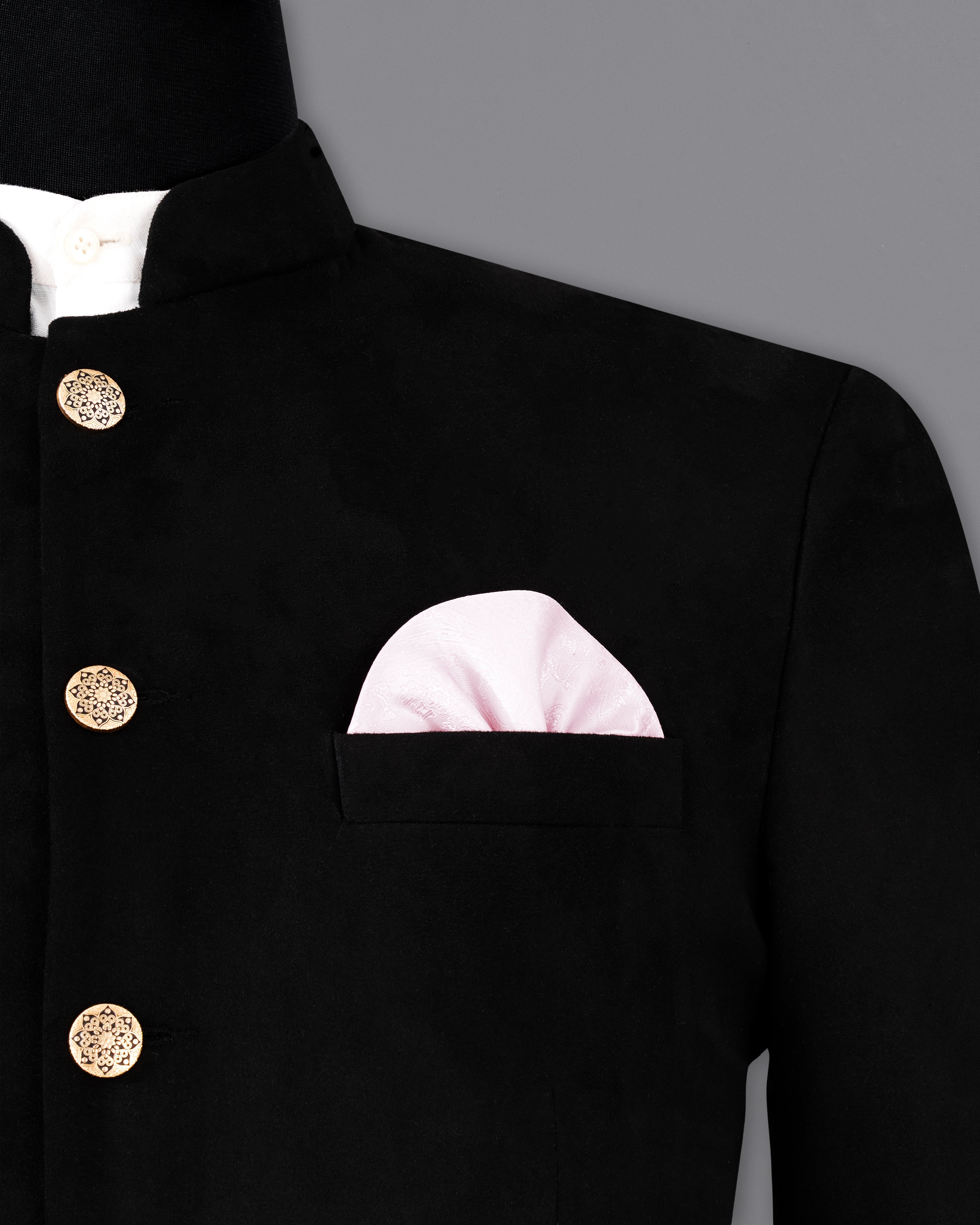 Jade Black Bandhgala Velvet Designer Suit ST2235-BG-36, ST2235-BG-38, ST2235-BG-40, ST2235-BG-42, ST2235-BG-44, ST2235-BG-46, ST2235-BG-48, ST2235-BG-50, ST2235-BG-52, ST2235-BG-54, ST2235-BG-56, ST2235-BG-58, ST2235-BG-60