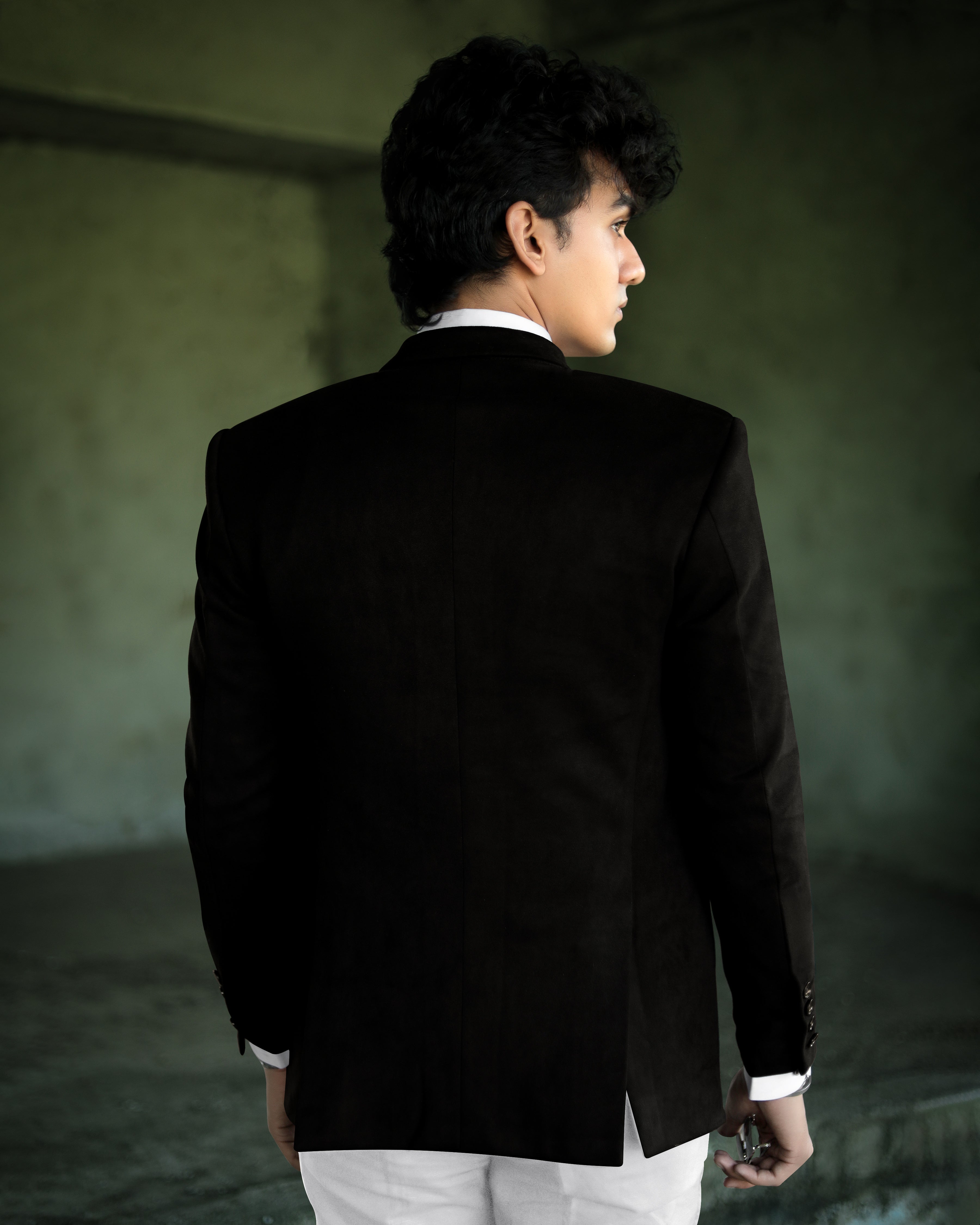 Jade Black Velvet Double-Breasted Designer Suit