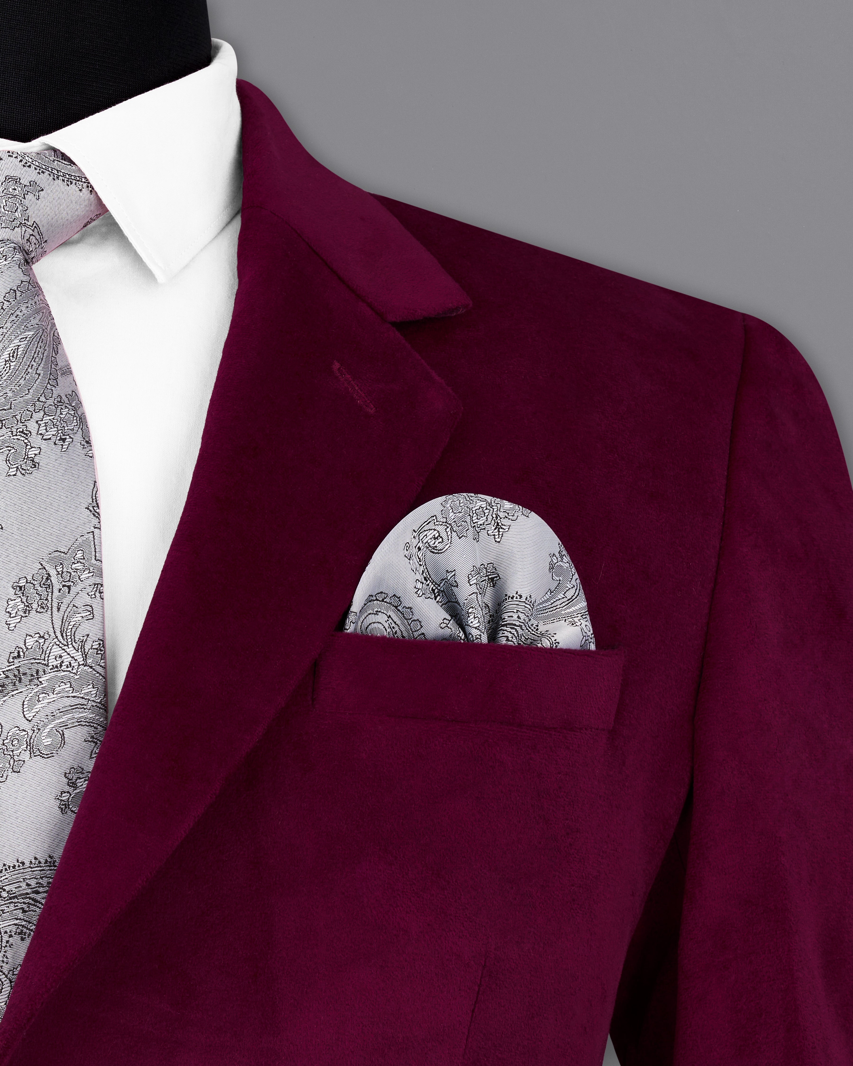 Barossa Maroon Single Breasted Velvet Designer Suit ST2239-SB-36, ST2239-SB-38, ST2239-SB-40, ST2239-SB-42, ST2239-SB-44, ST2239-SB-46, ST2239-SB-48, ST2239-SB-50, ST2239-SB-52, ST2239-SB-54, ST2239-SB-56, ST2239-SB-58, ST2239-SB-60