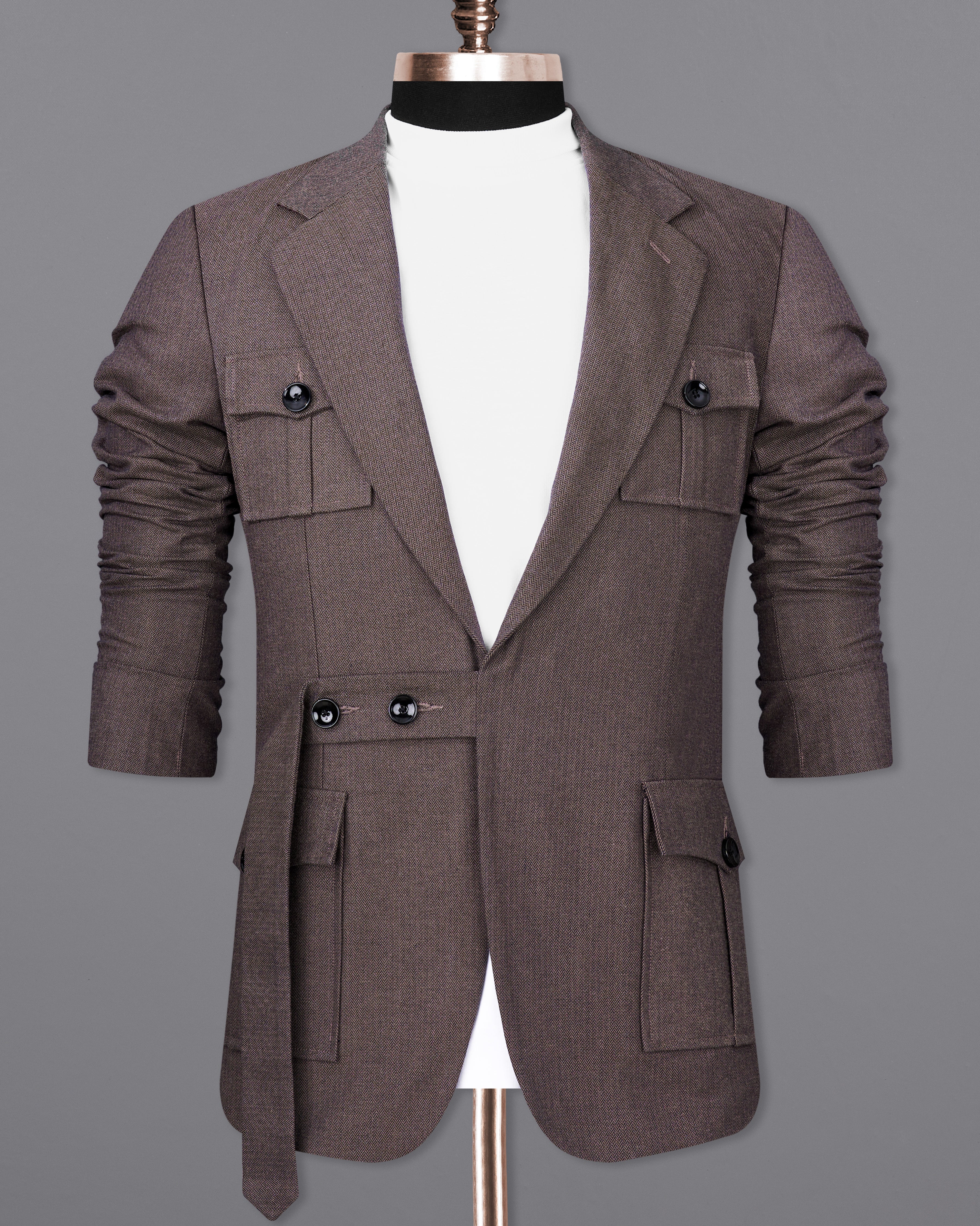 Iridium Brown Premium Cotton Designer Suit with Functional Belt Fastening ST2367-D3-36, ST2367-D3-38, ST2367-D3-40, ST2367-D3-42, ST2367-D3-44, ST2367-D3-46, ST2367-D3-48, ST2367-D3-50, ST2367-D3-52, ST2367-D3-54, ST2367-D3-56, ST2367-D3-58, ST2367-D3-60