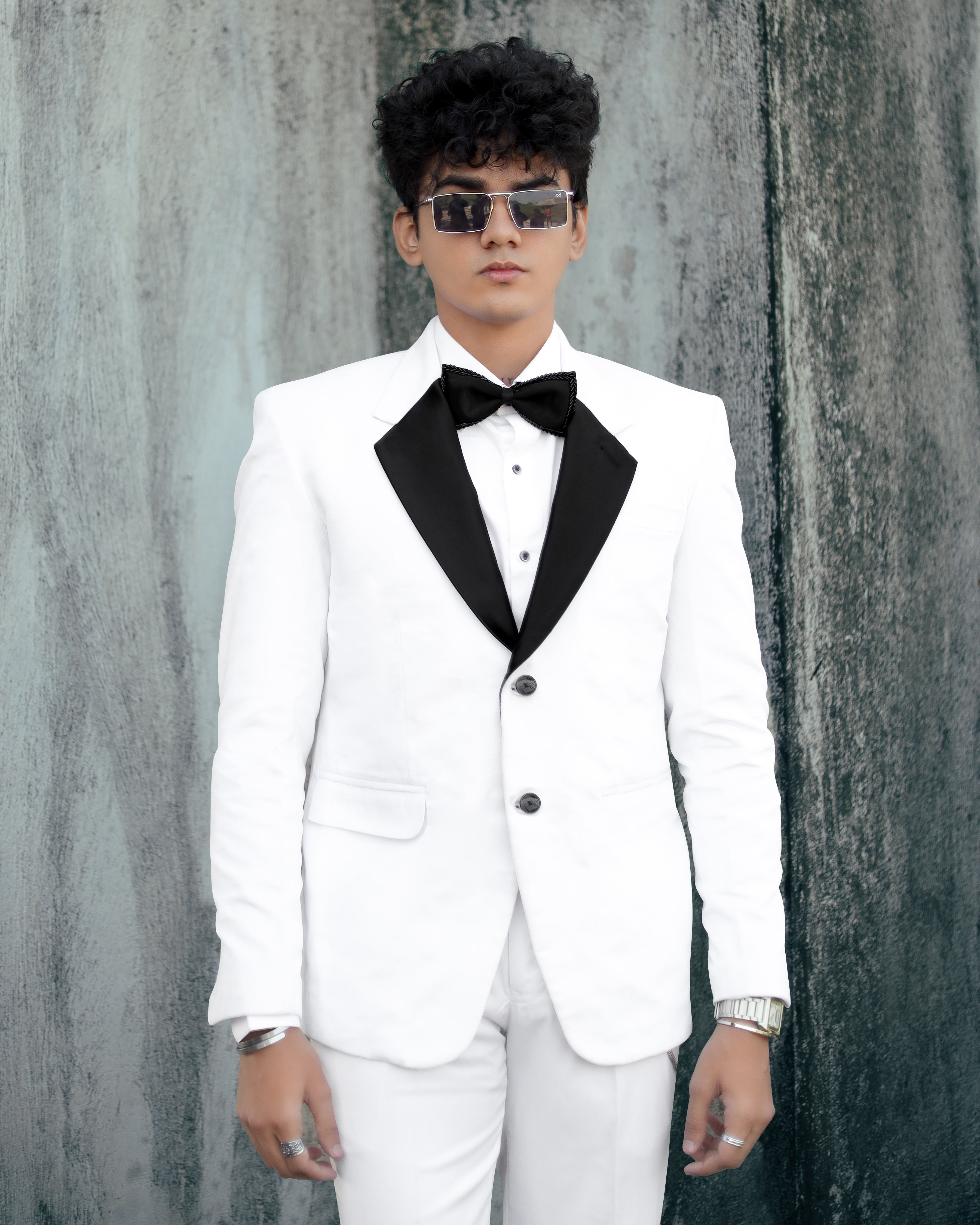 Bright White Single Breasted Premium Velvet Designer Suit