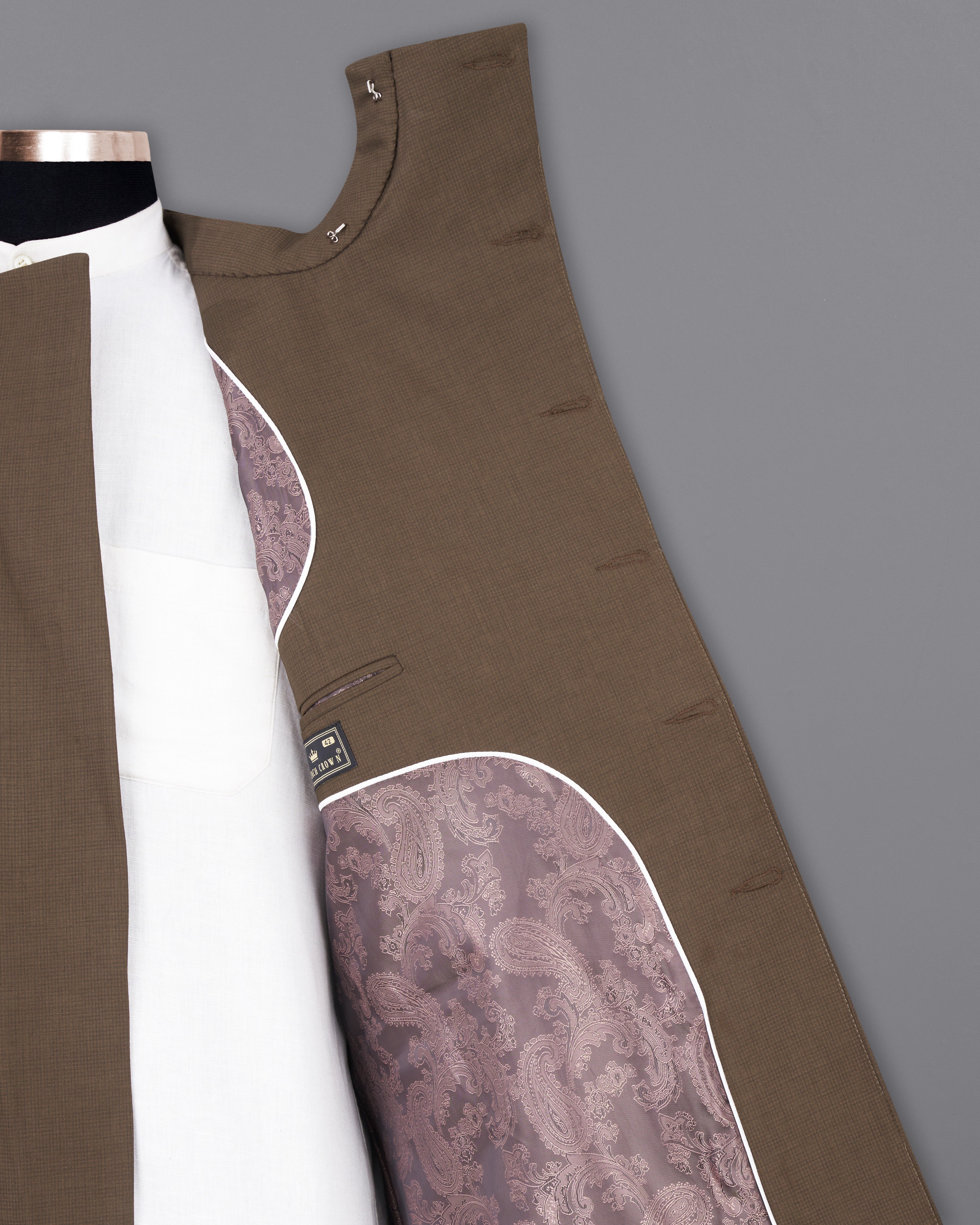 Judge Brown Cross Buttoned Bandhgala Suit ST2534-CBG2-36, ST2534-CBG2-38, ST2534-CBG2-40, ST2534-CBG2-42, ST2534-CBG2-44, ST2534-CBG2-46, ST2534-CBG2-48, ST2534-CBG2-50, ST2534-CBG2-53, ST2534-CBG2-54, ST2534-CBG2-56, ST2534-CBG2-58, ST2534-CBG2-60