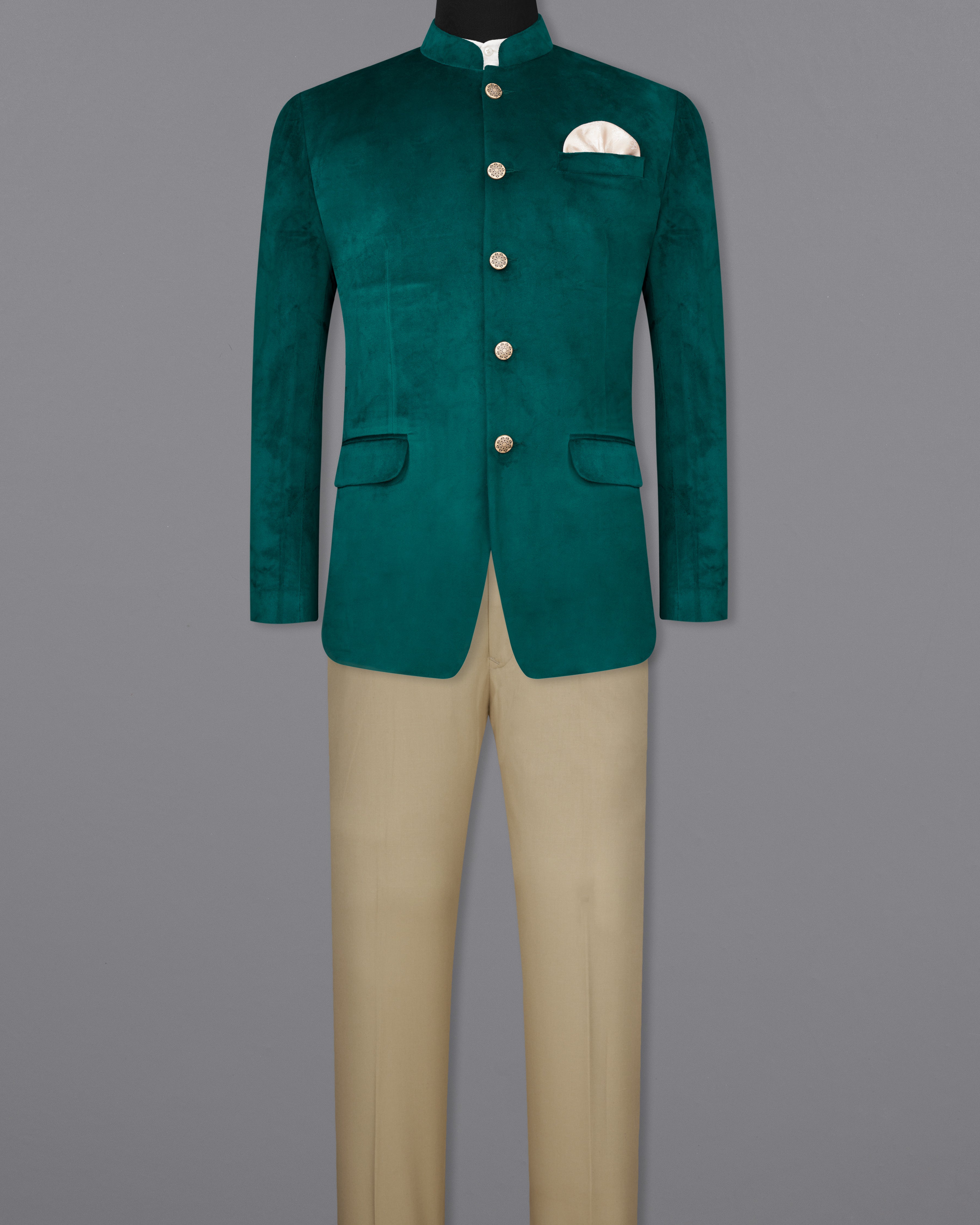 Burnham Green Bandhgala Velvet Suit ST2575-BG-36,ST2575-BG-38,ST2575-BG-40,ST2575-BG-42,ST2575-BG-44,ST2575-BG-46,ST2575-BG-48,ST2575-BG-50,,ST2575-BG-52,ST2575-BG-54,ST2575-BG-56,ST2575-BG-58,ST2575-BG-60