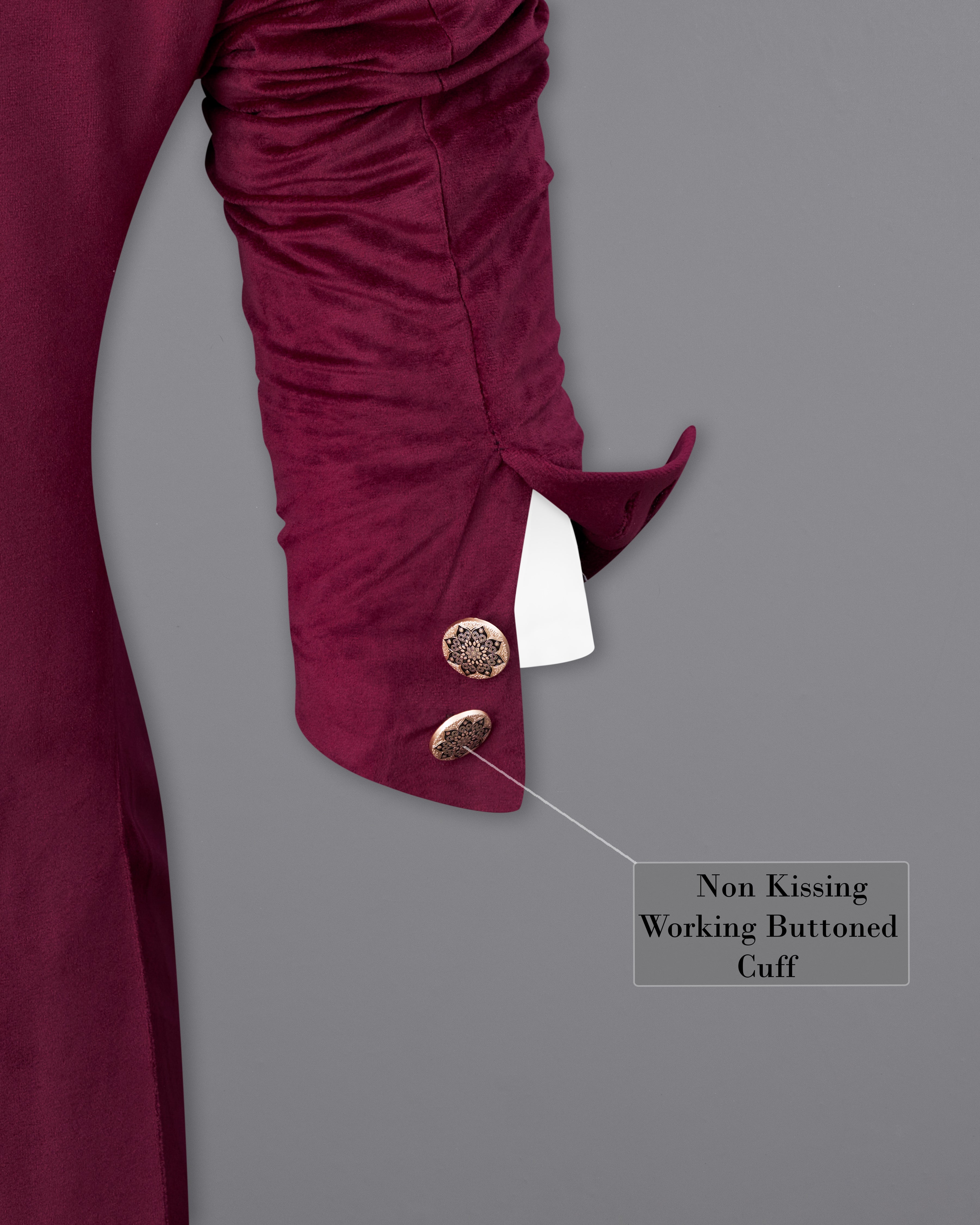 Barossa Maroon Cross Buttoned Bandhgala Velvet Suit ST2587-CBG-36,ST2587-CBG-38,ST2587-CBG-40,ST2587-CBG-42,ST2587-CBG-44,ST2587-CBG-46,ST2587-CBG-48,ST2587-CBG-50,,ST2587-CBG-52,ST2587-CBG-54,ST2587-CBG-56,ST2587-CBG-58,ST2587-CBG-60