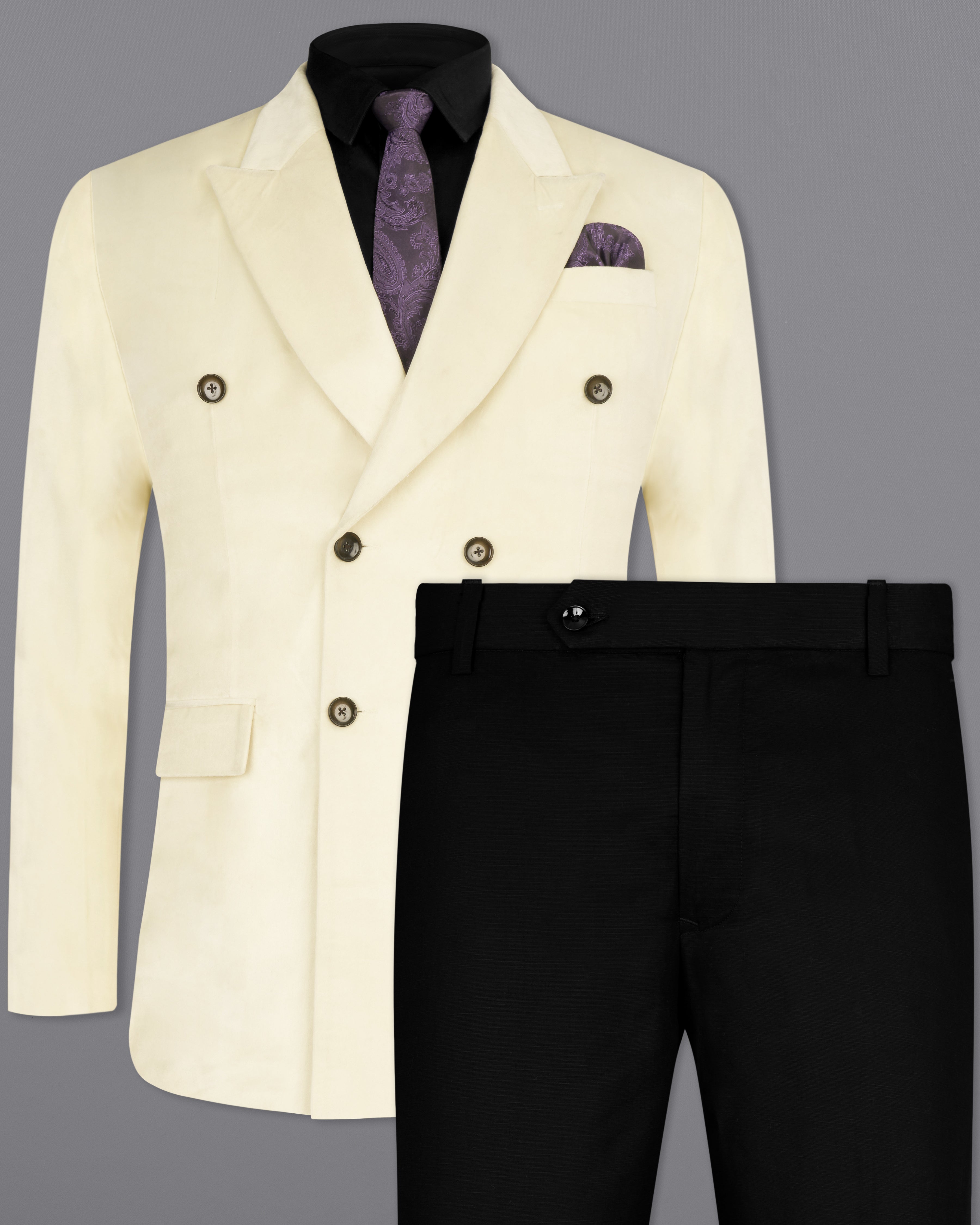 Eggshell Cream Double Breasted Velvet Suit ST2591-DB-36,ST2591-DB-38,ST2591-DB-40,ST2591-DB-42,ST2591-DB-44,ST2591-DB-46,ST2591-DB-48,ST2591-DB-50,,ST2591-DB-52,ST2591-DB-54,ST2591-DB-56,ST2591-DB-58,ST2591-DB-60