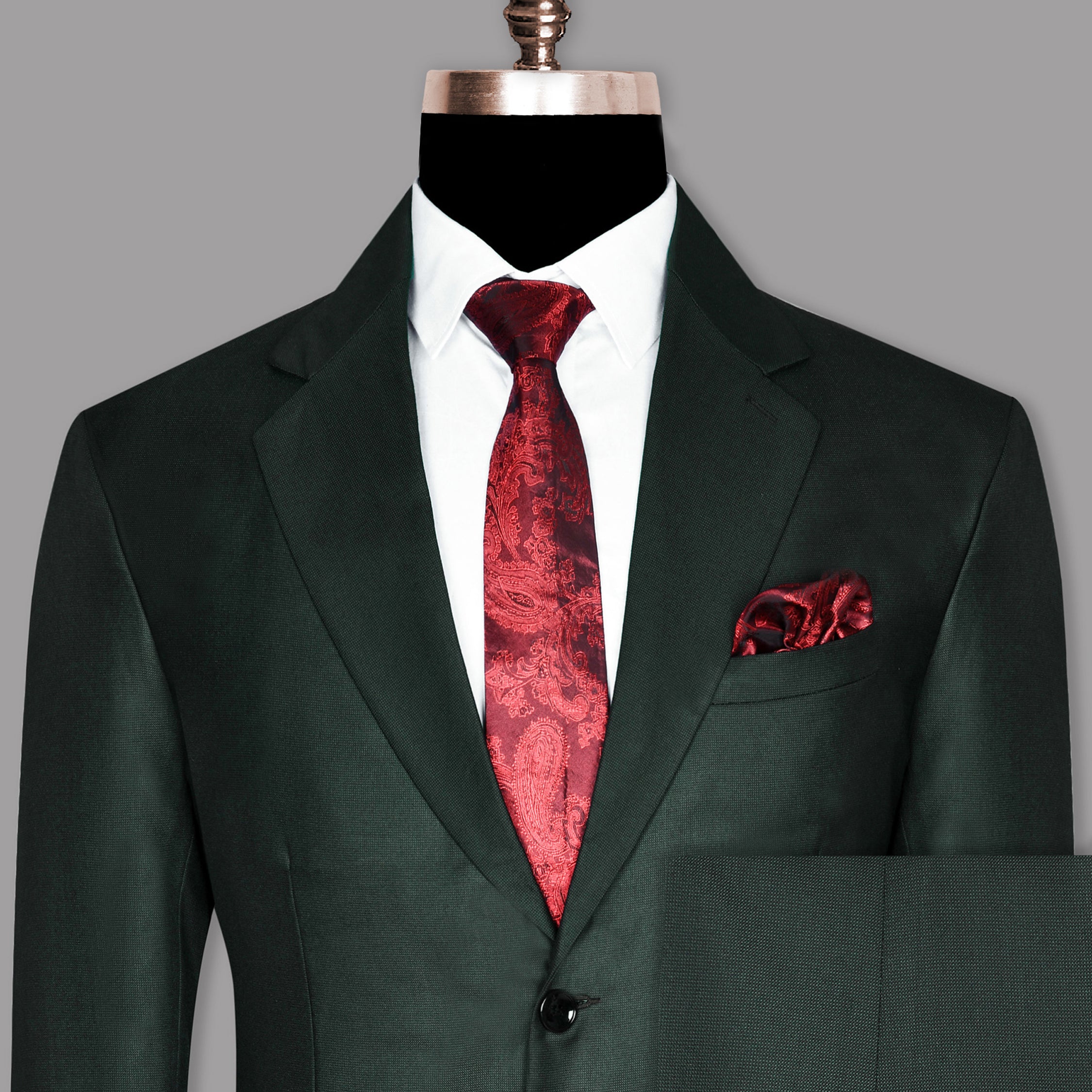 Emerald Green Micro Dotted Wool Blend Suit