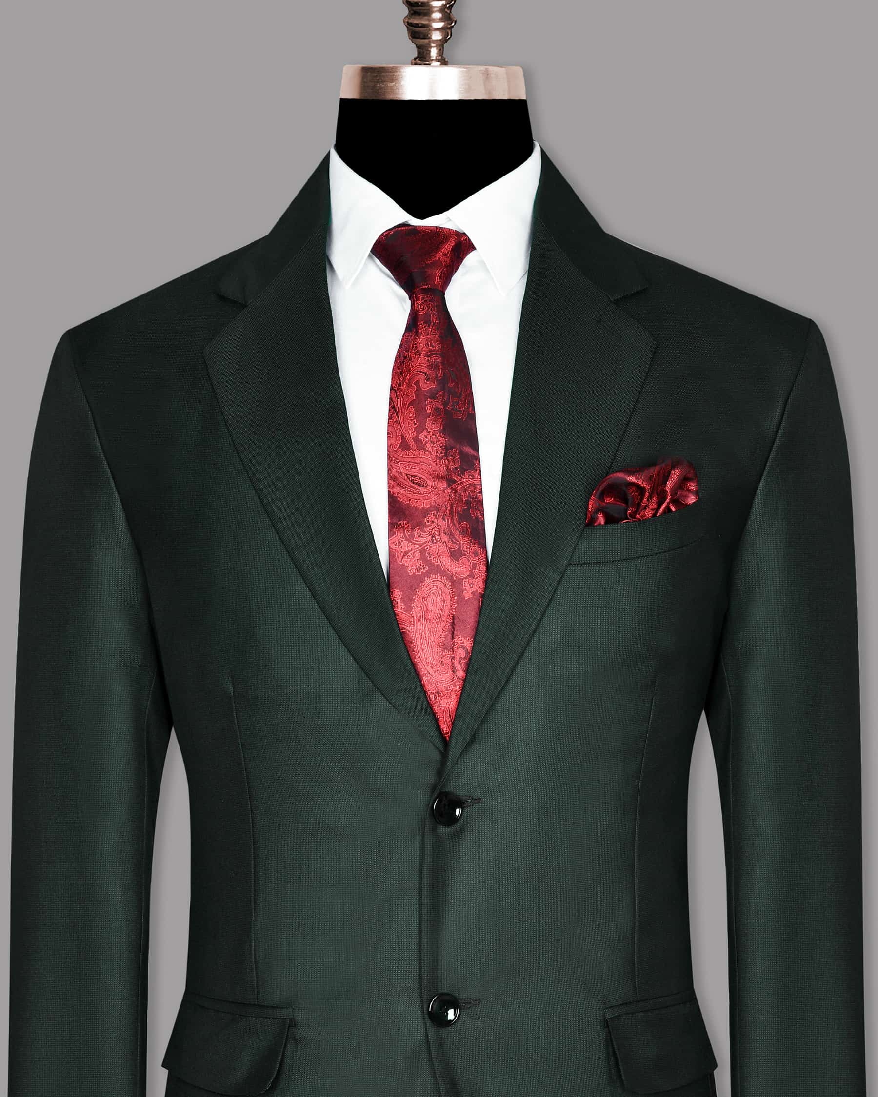 Emerald Green Micro Dotted Wool Blend Suit