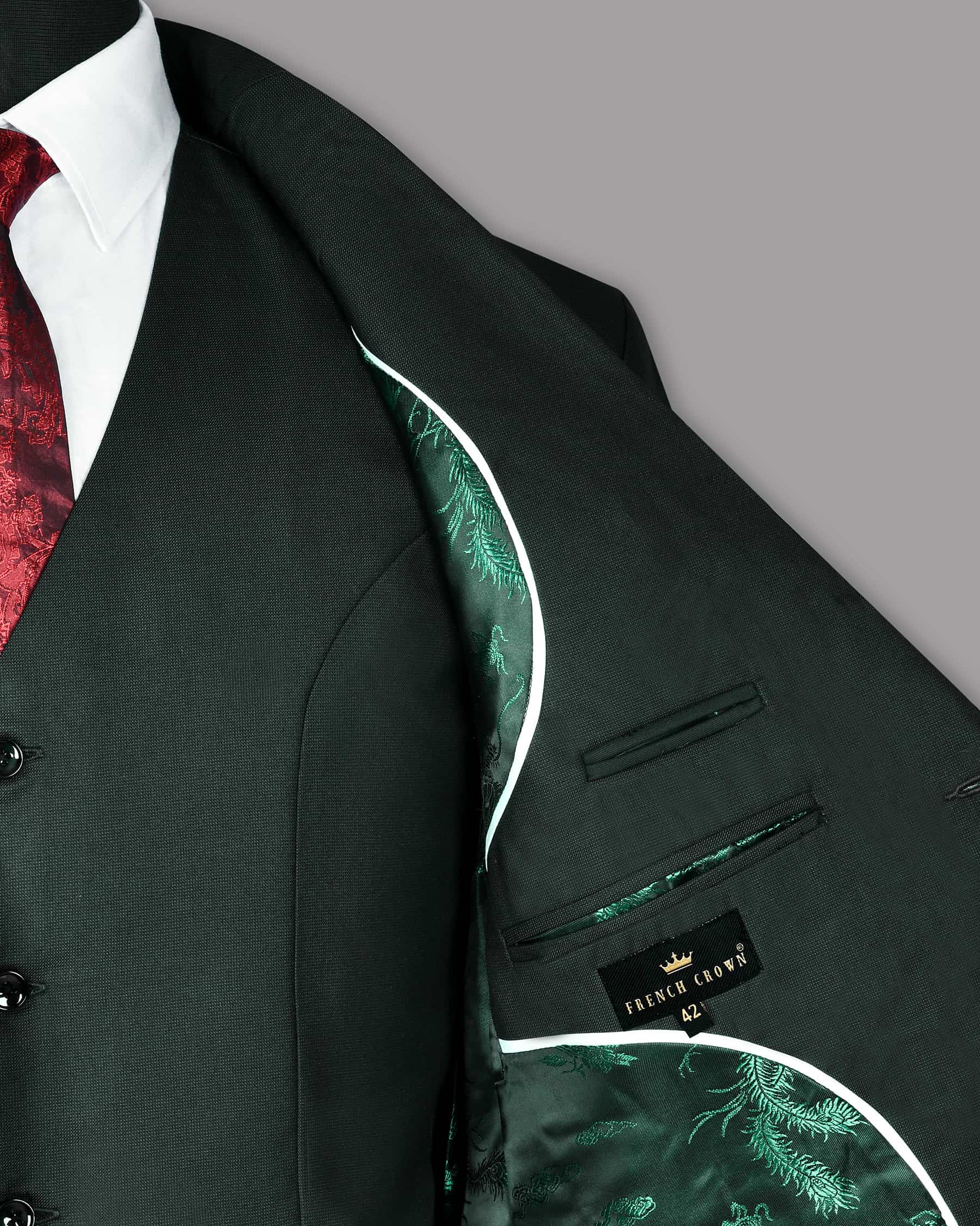 Emerald Green Micro Dotted Wool Blend Suit